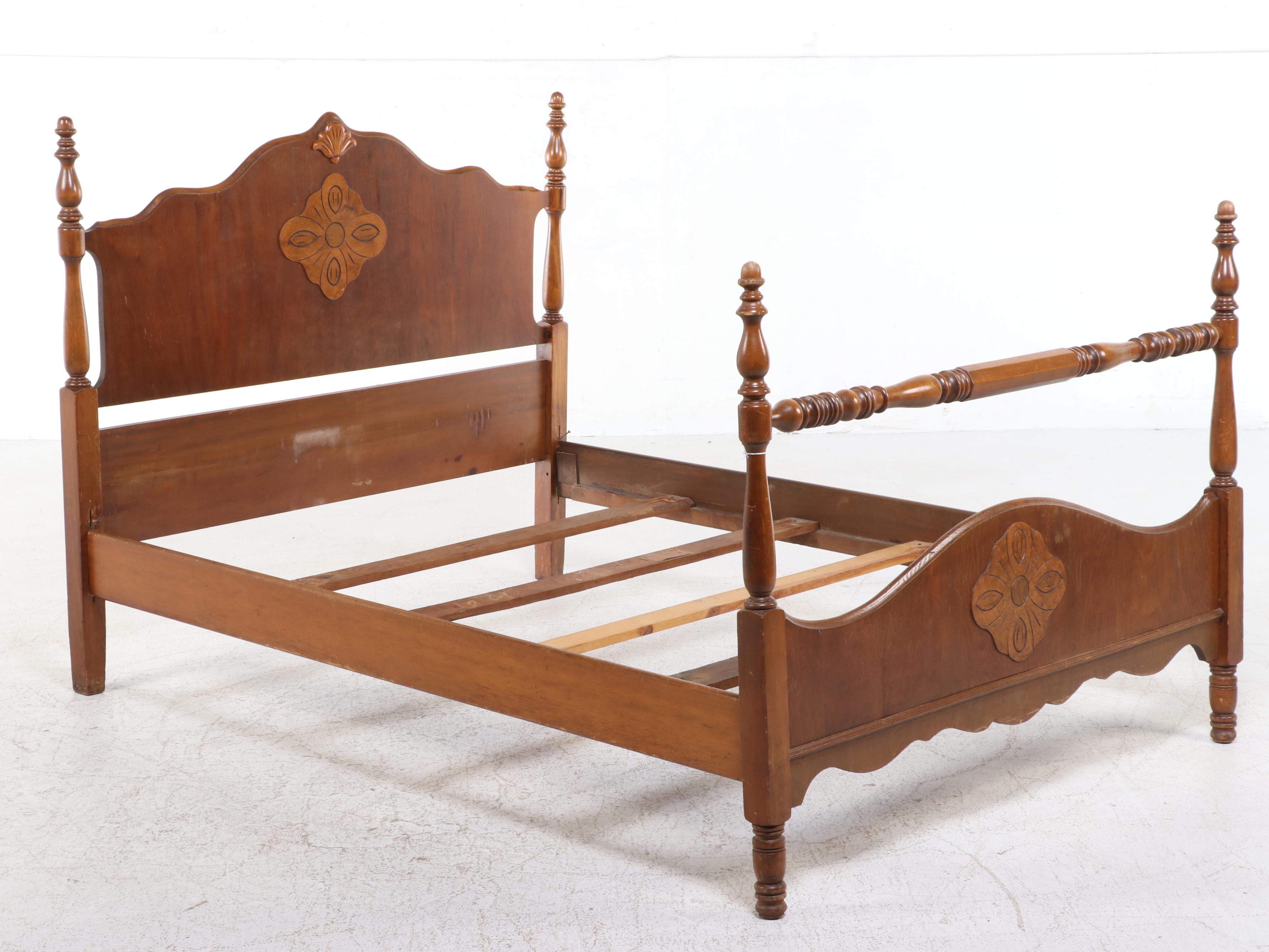 Webb Furniture Co. Renaissance Revival Walnut Vanity and Full Size Bed, c. 1930