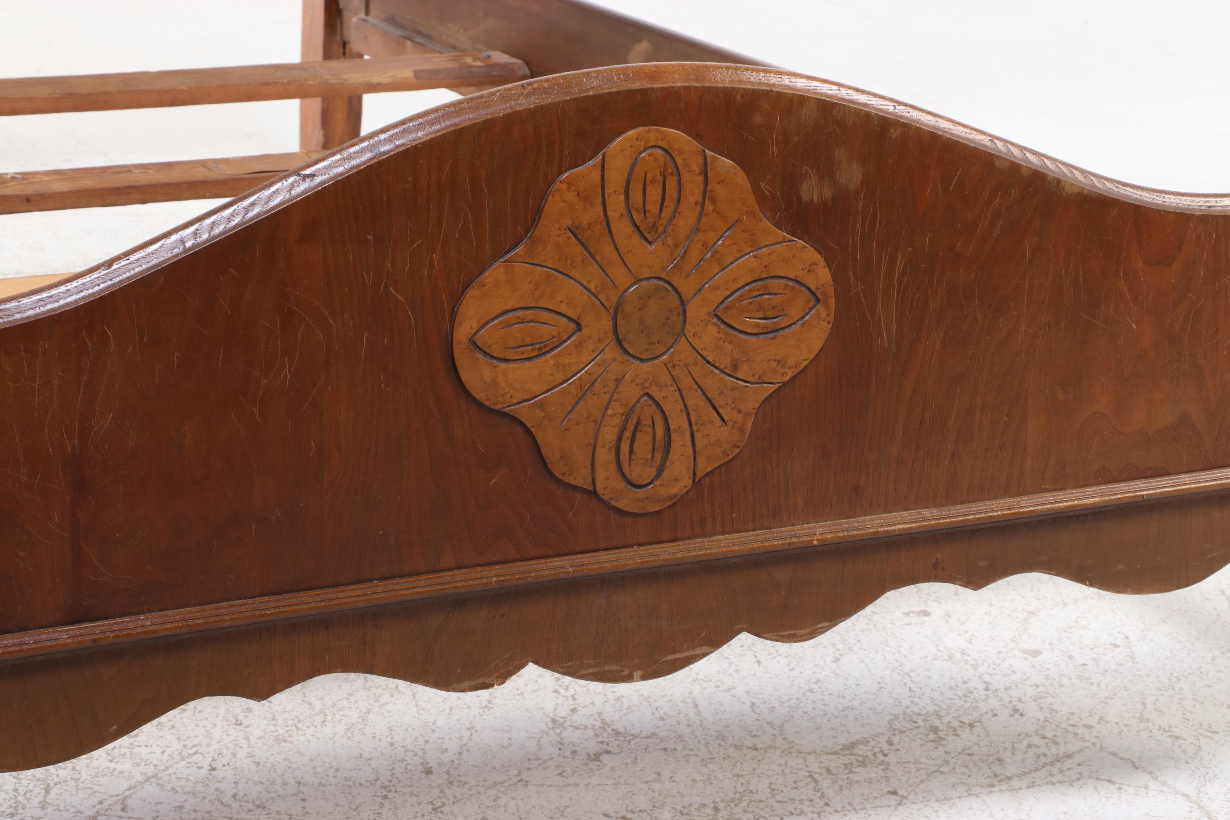 Webb Furniture Co. Renaissance Revival Walnut Vanity and Full Size Bed, c. 1930