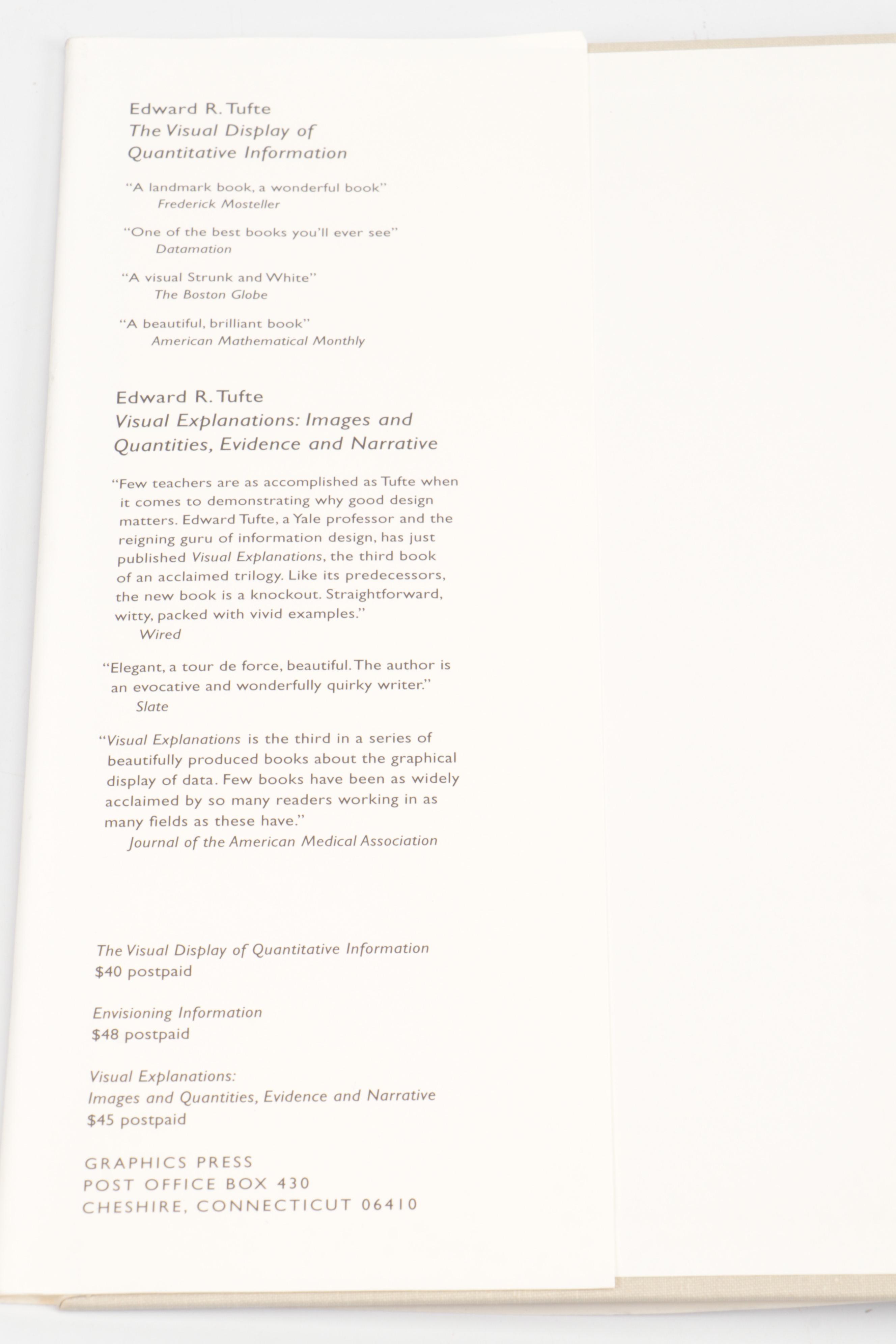 Signed "Visual Explanations," "Envisioning Information" and More by Edward Tufte