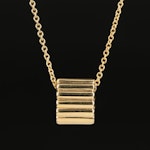 10K Fluted Bead Pendant Necklace