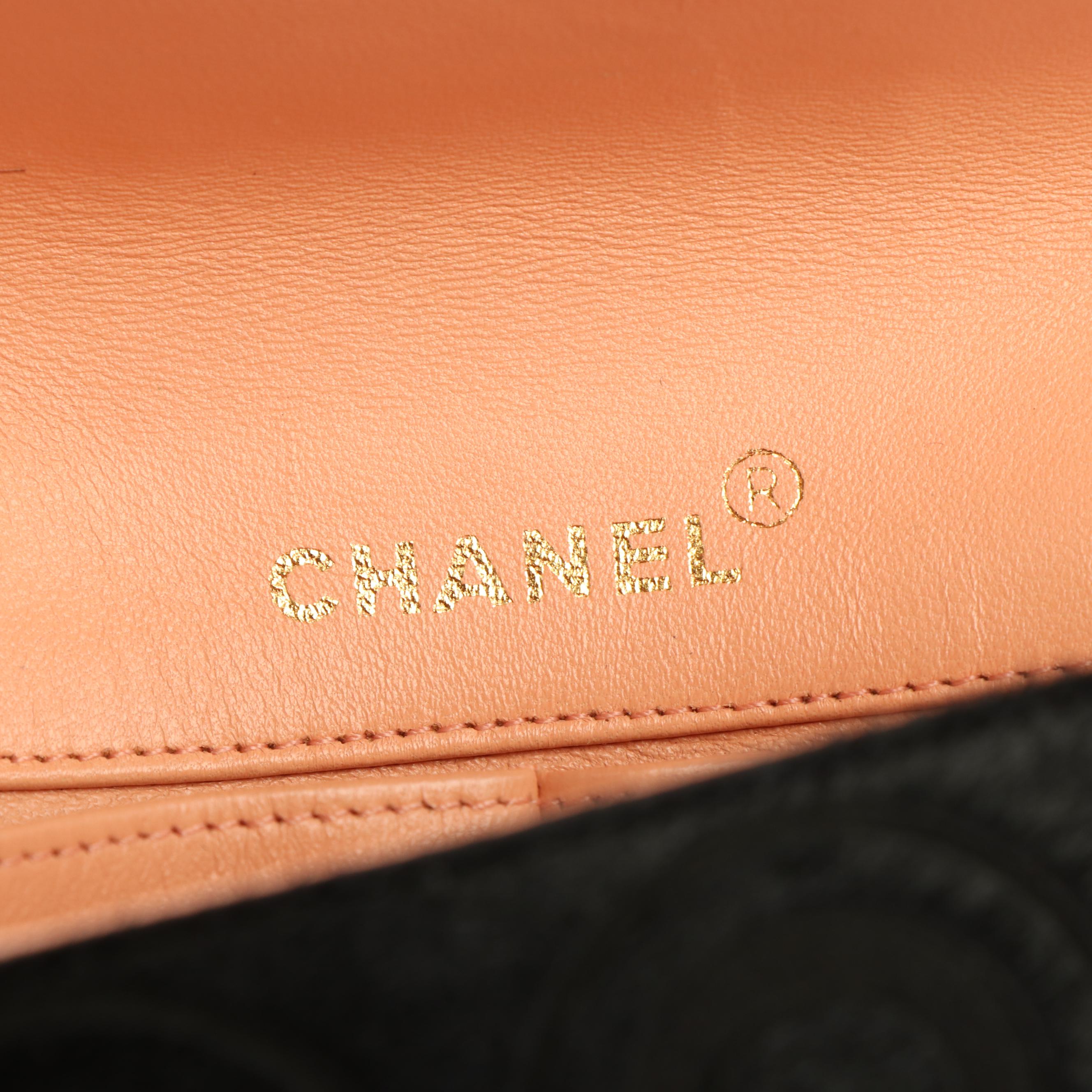 Chanel Single Flap Shoulder Bag in Black Coco Embossed Calf Hair