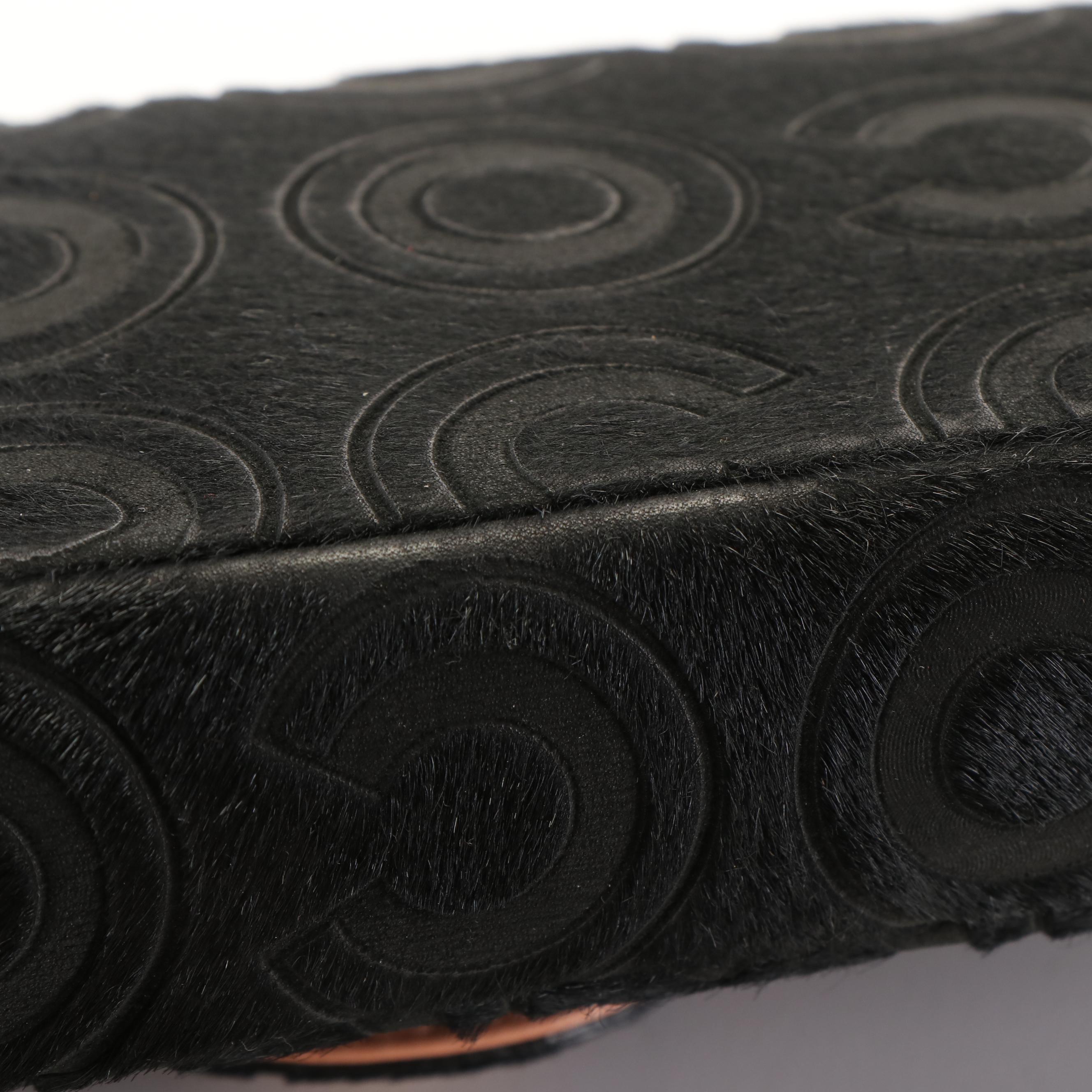 Chanel Single Flap Shoulder Bag in Black Coco Embossed Calf Hair