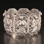 Chinese Sterling Eight Immortals Panel Bracelet