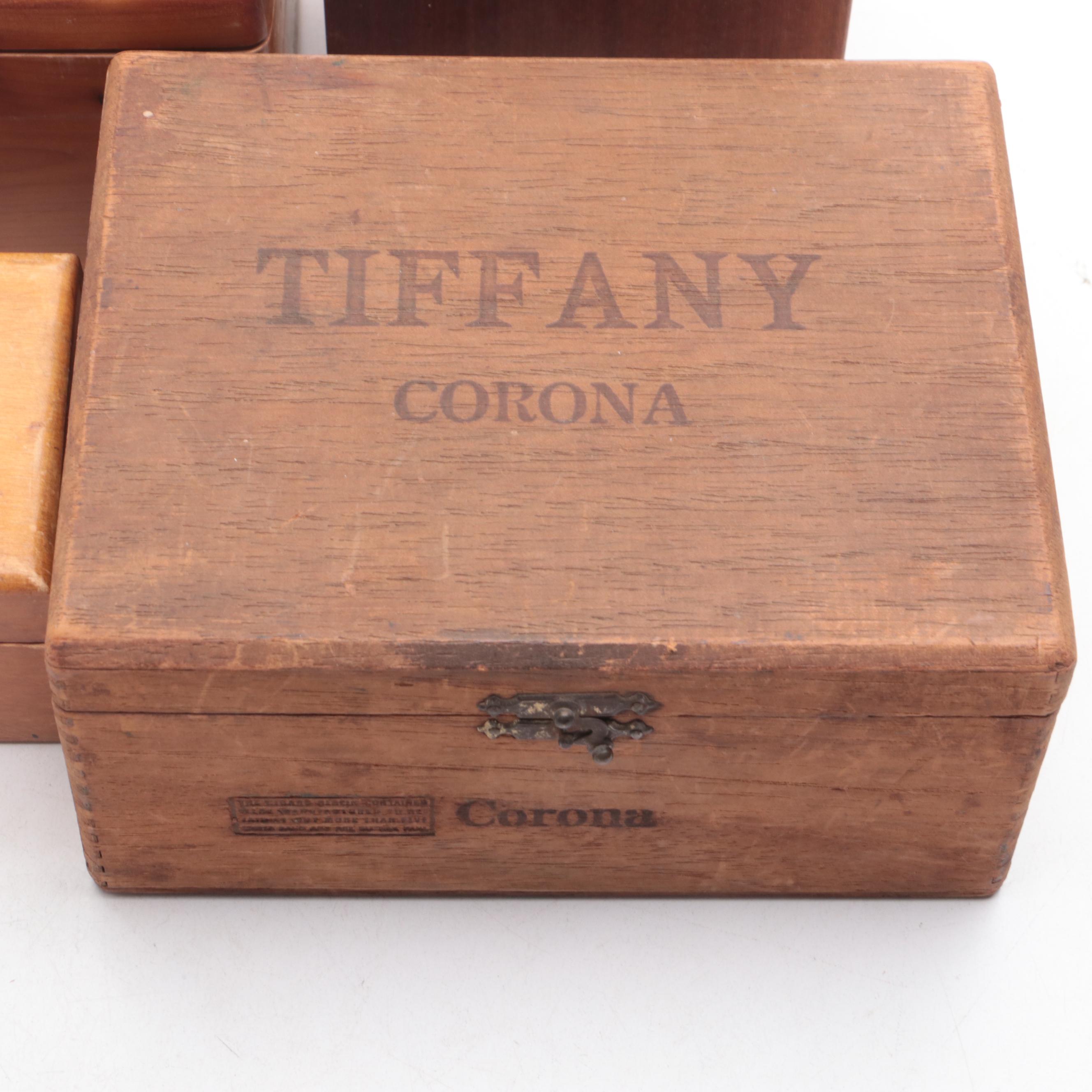 Cedar with Other Wooden Boxes and Duck Figurine