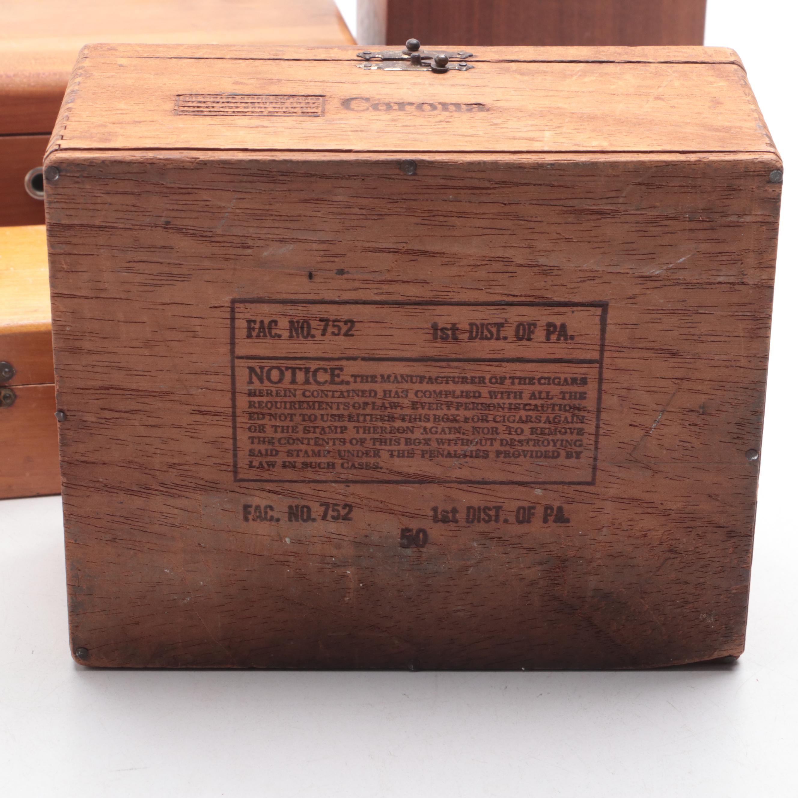 Cedar with Other Wooden Boxes and Duck Figurine