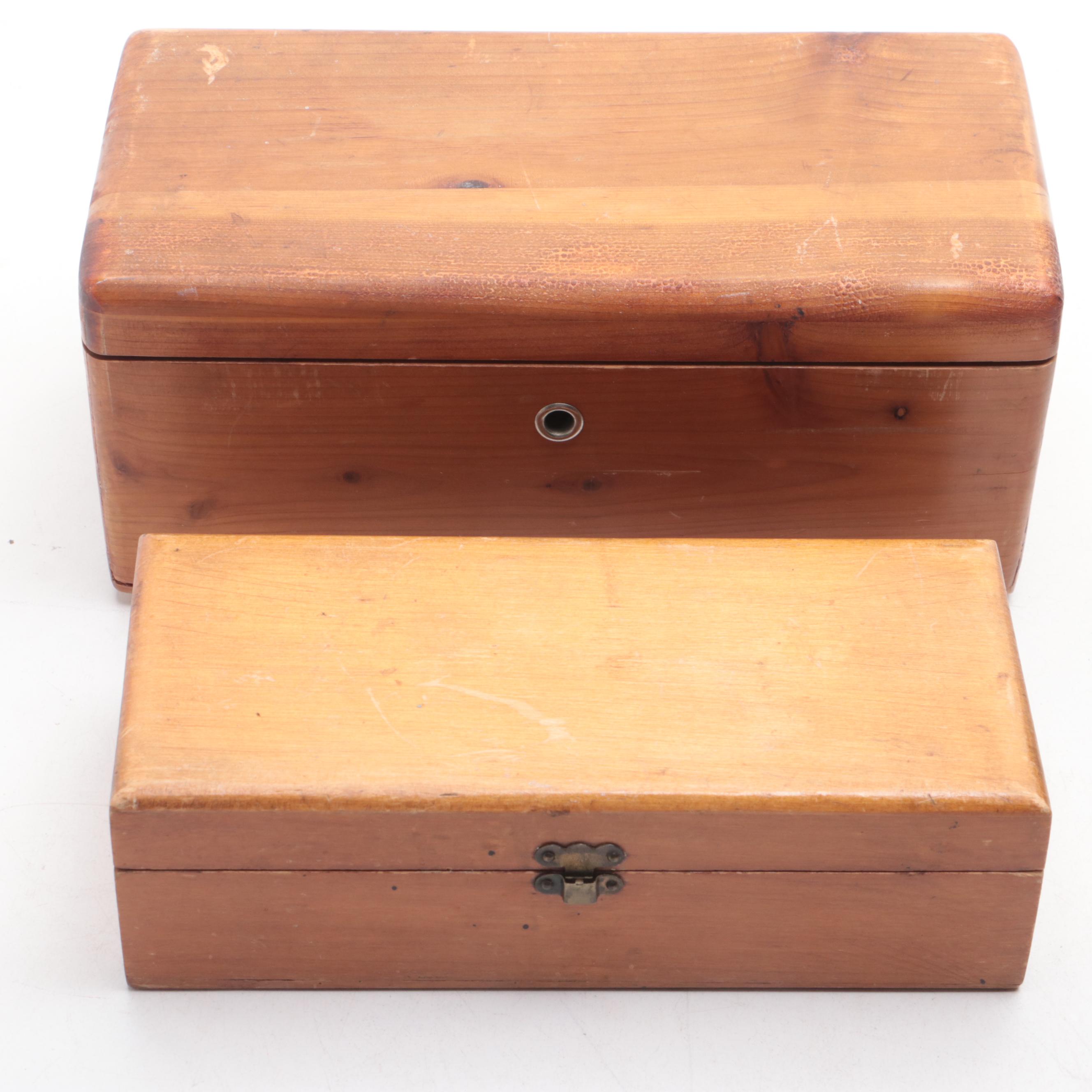 Cedar with Other Wooden Boxes and Duck Figurine