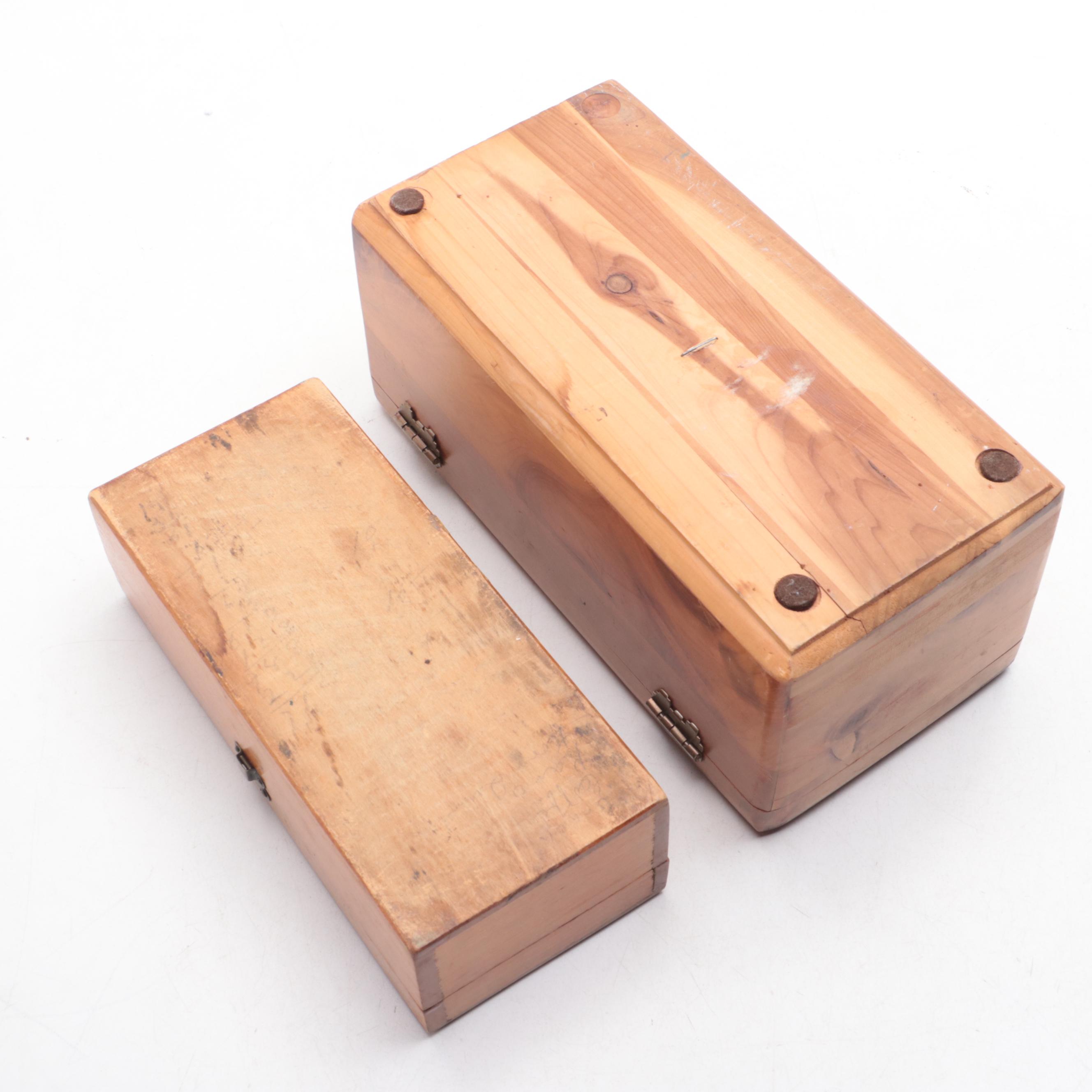 Cedar with Other Wooden Boxes and Duck Figurine