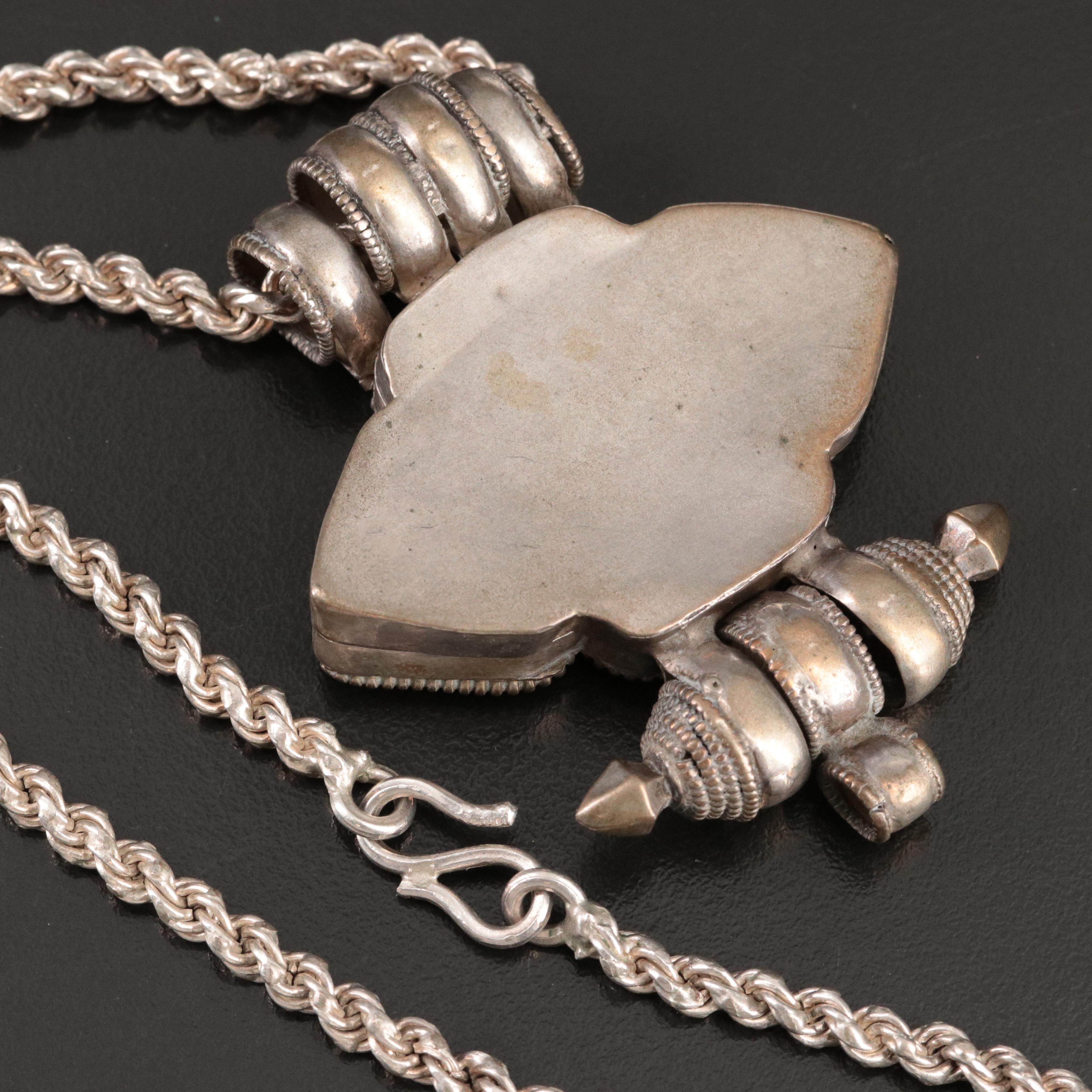 Tibetan Style Jewelry Including Sterling Turquoise & Faux Coral Ga'u Necklace