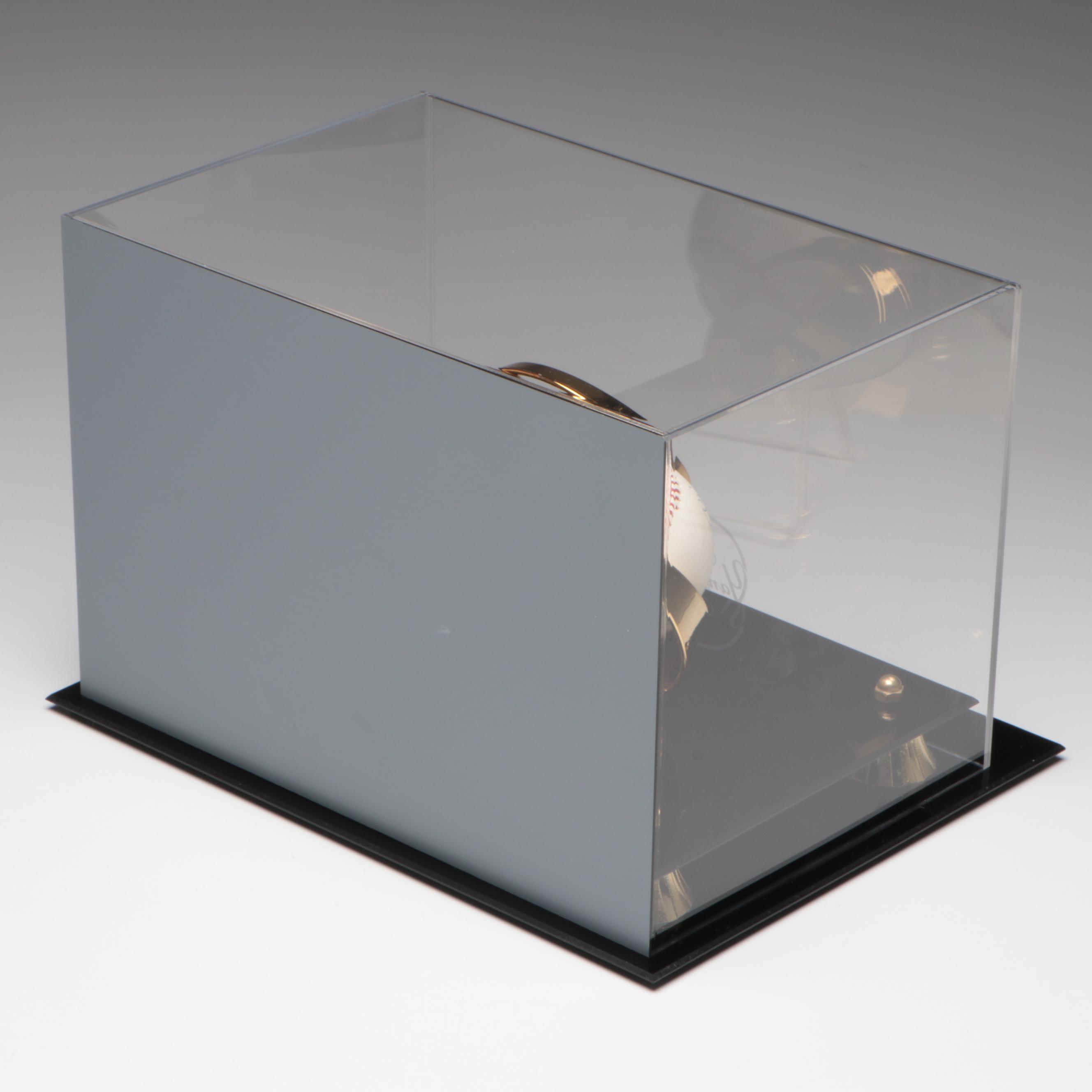 Mickey Mantle and Joe DiMaggio Signed Rawlings Official Baseballs with Display