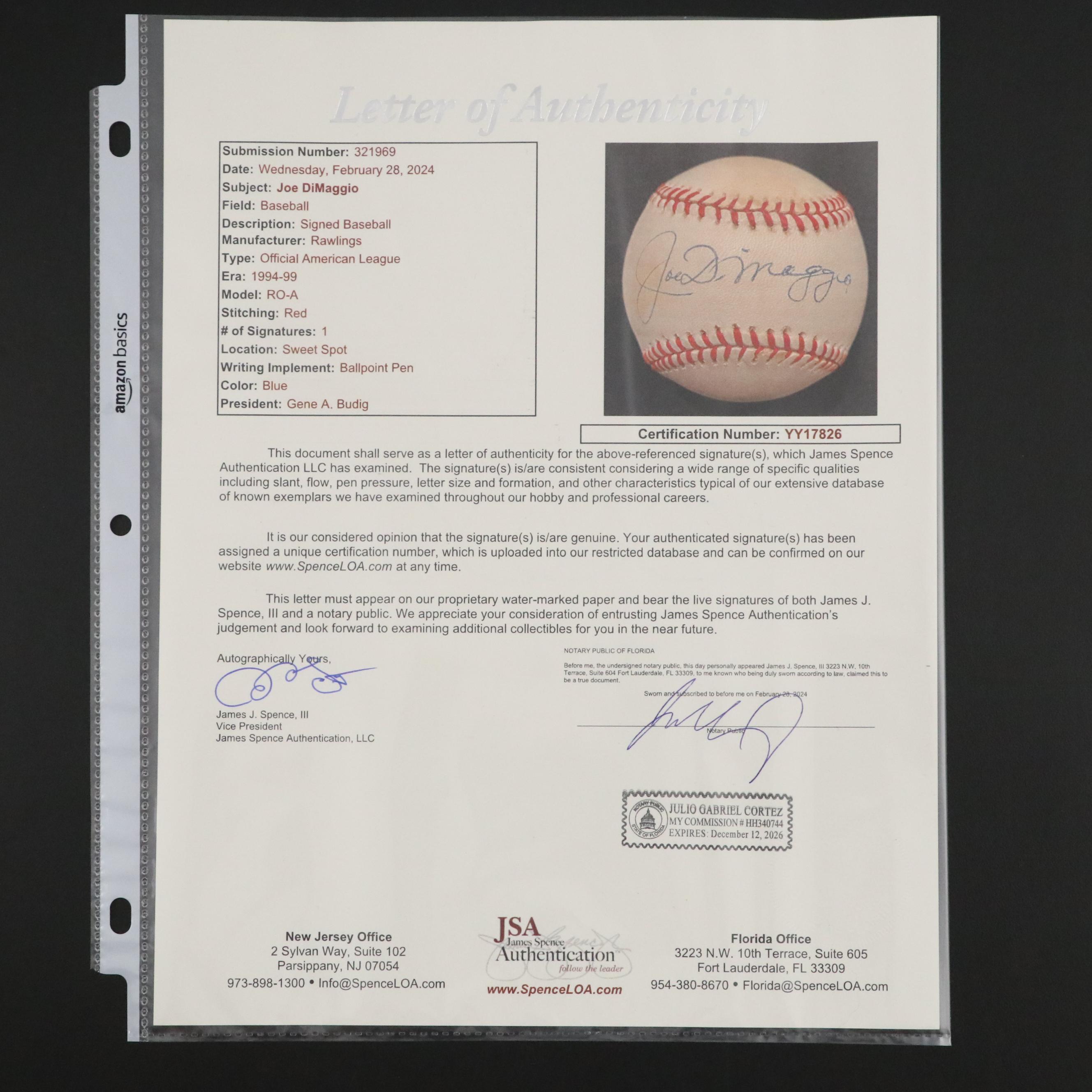 Mickey Mantle and Joe DiMaggio Signed Rawlings Official Baseballs with Display