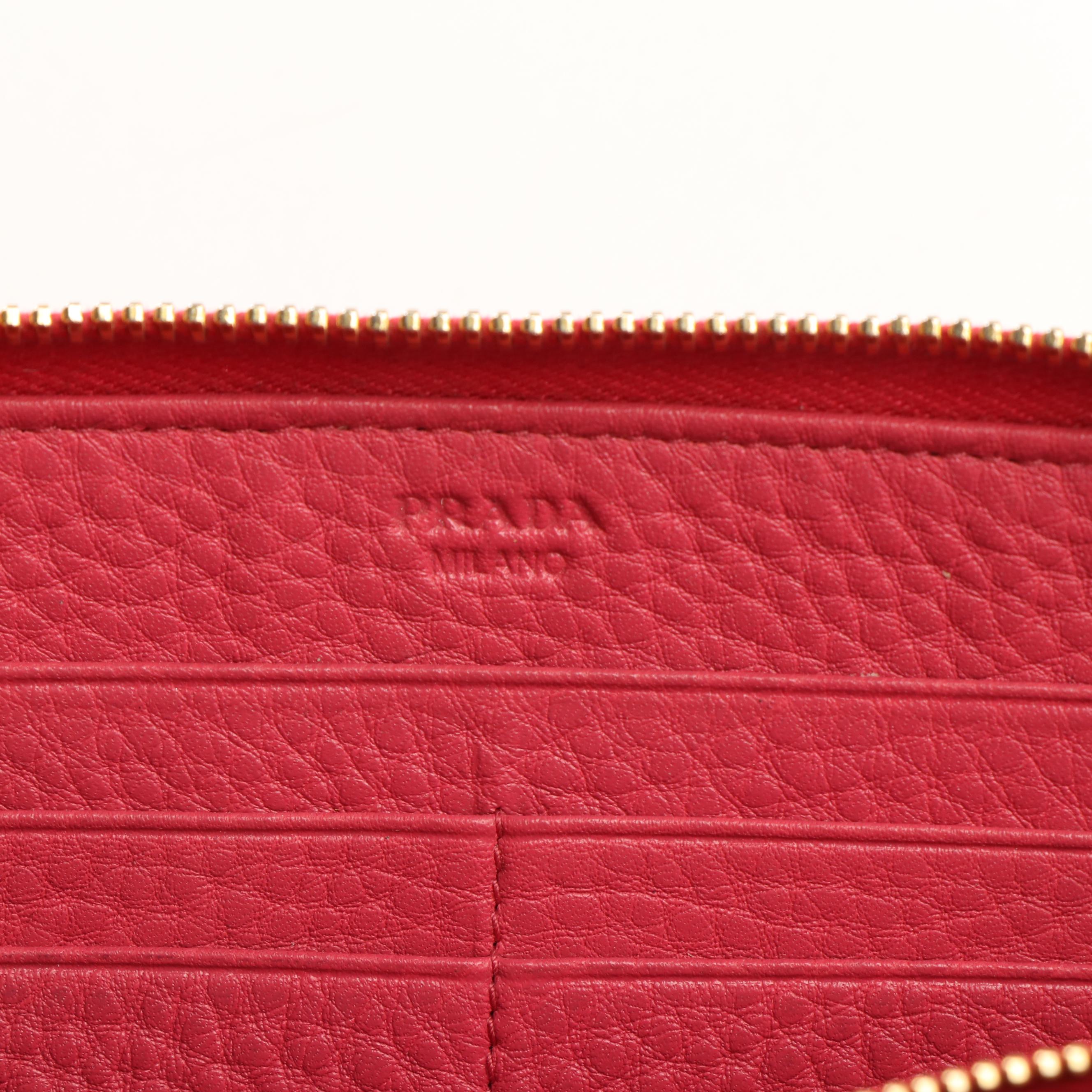 Prada Peonia Pink Vitello Daino Zip Around Wallet