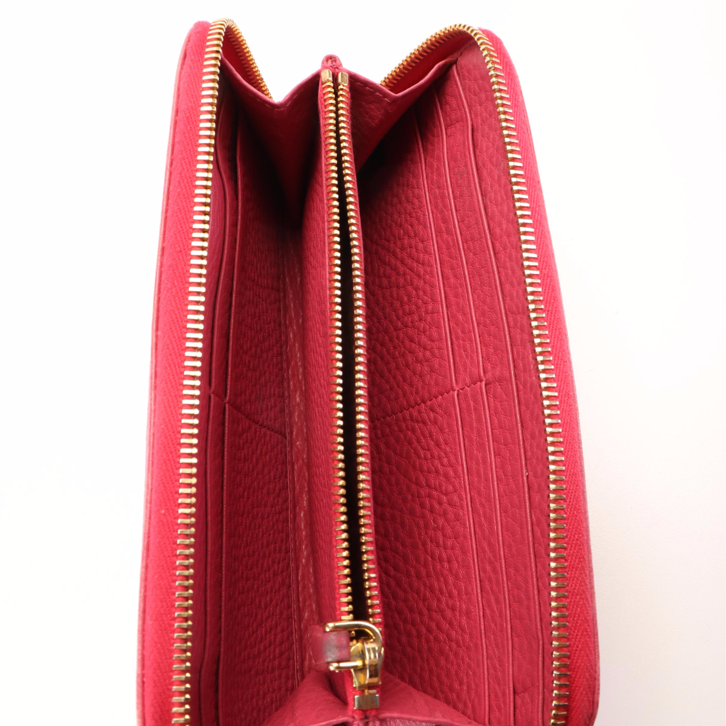 Prada Peonia Pink Vitello Daino Zip Around Wallet