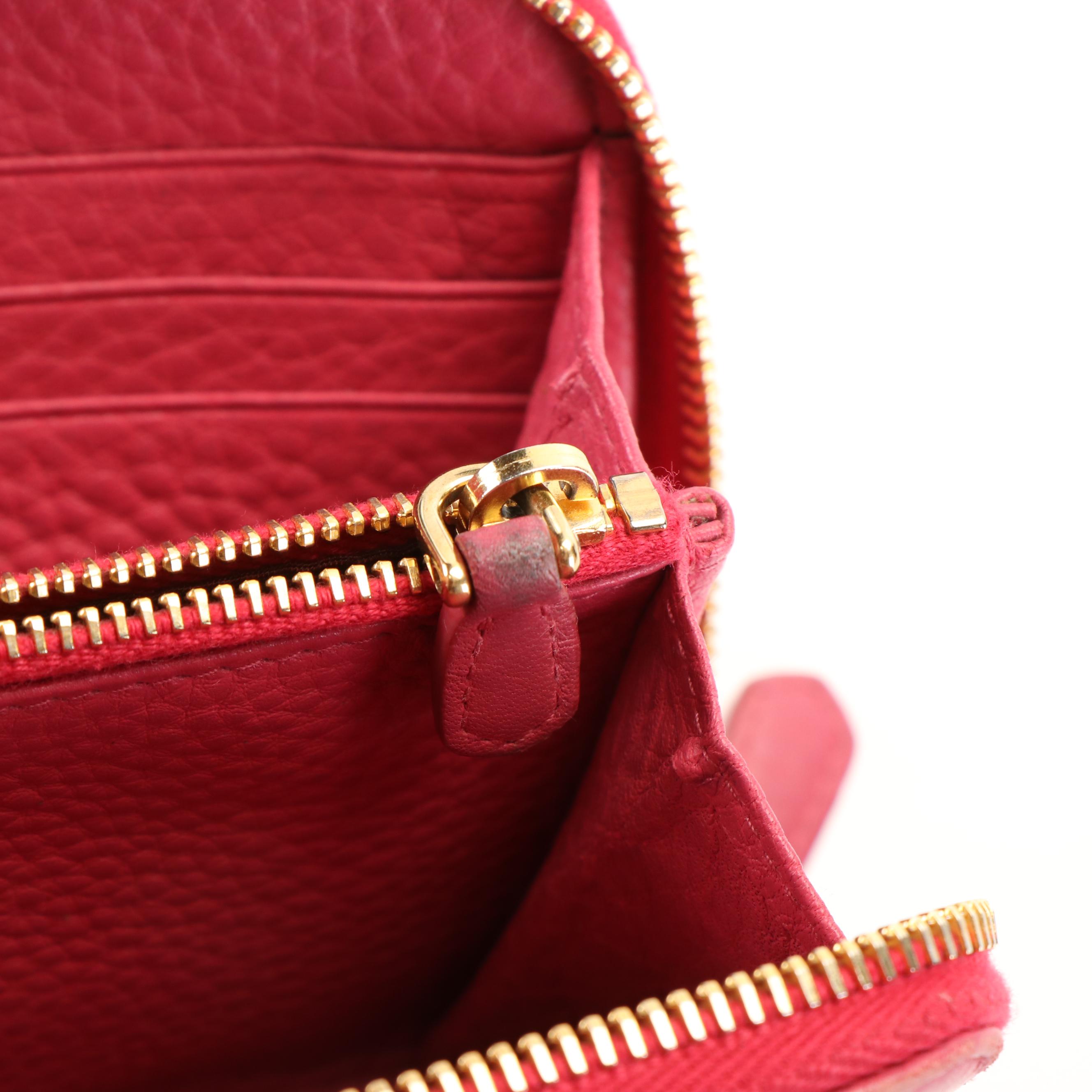 Prada Peonia Pink Vitello Daino Zip Around Wallet