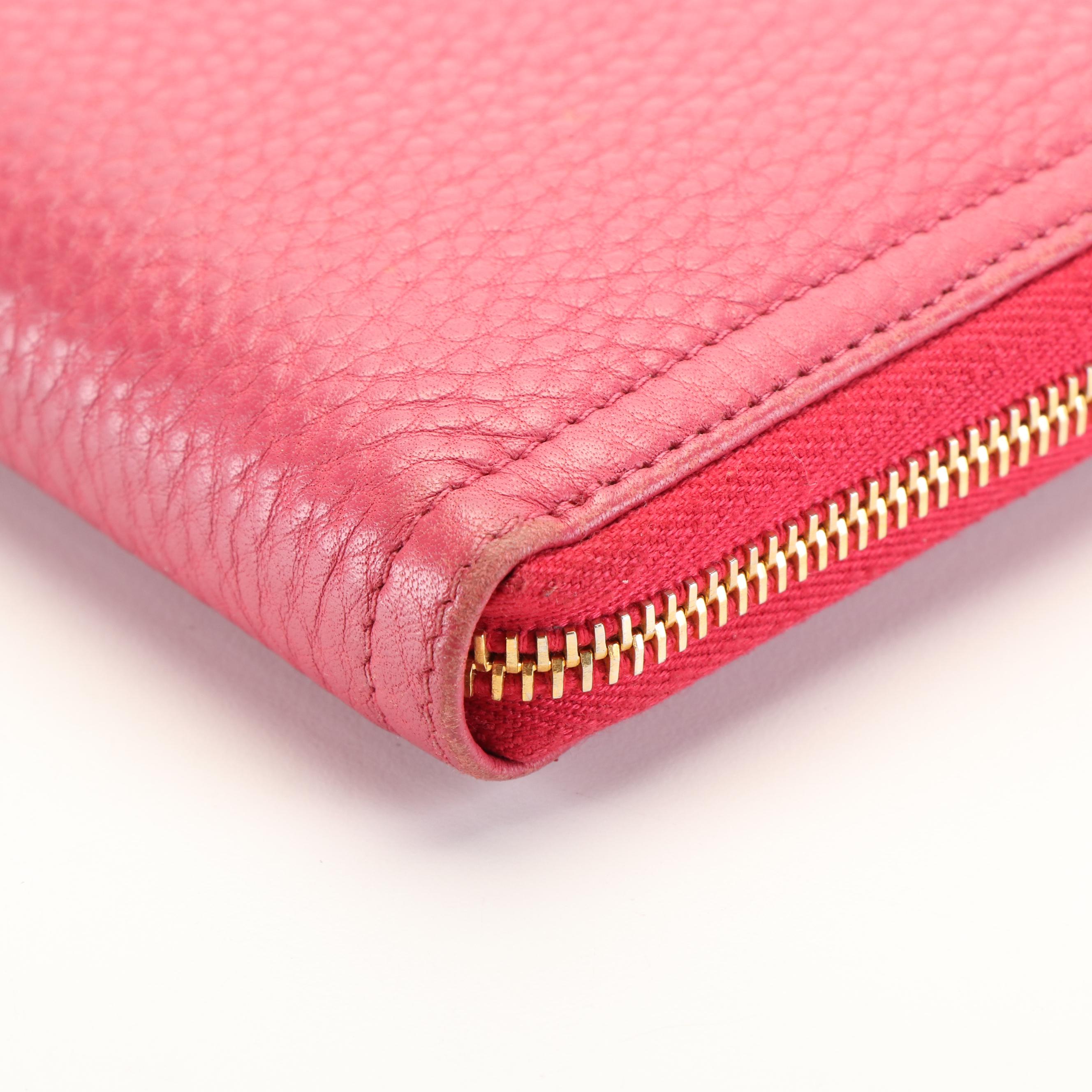 Prada Peonia Pink Vitello Daino Zip Around Wallet