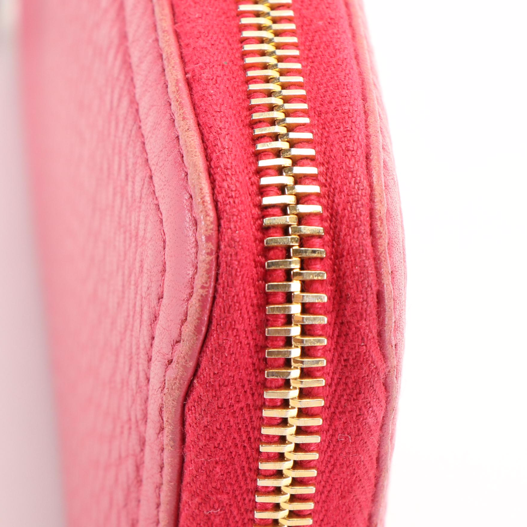 Prada Peonia Pink Vitello Daino Zip Around Wallet