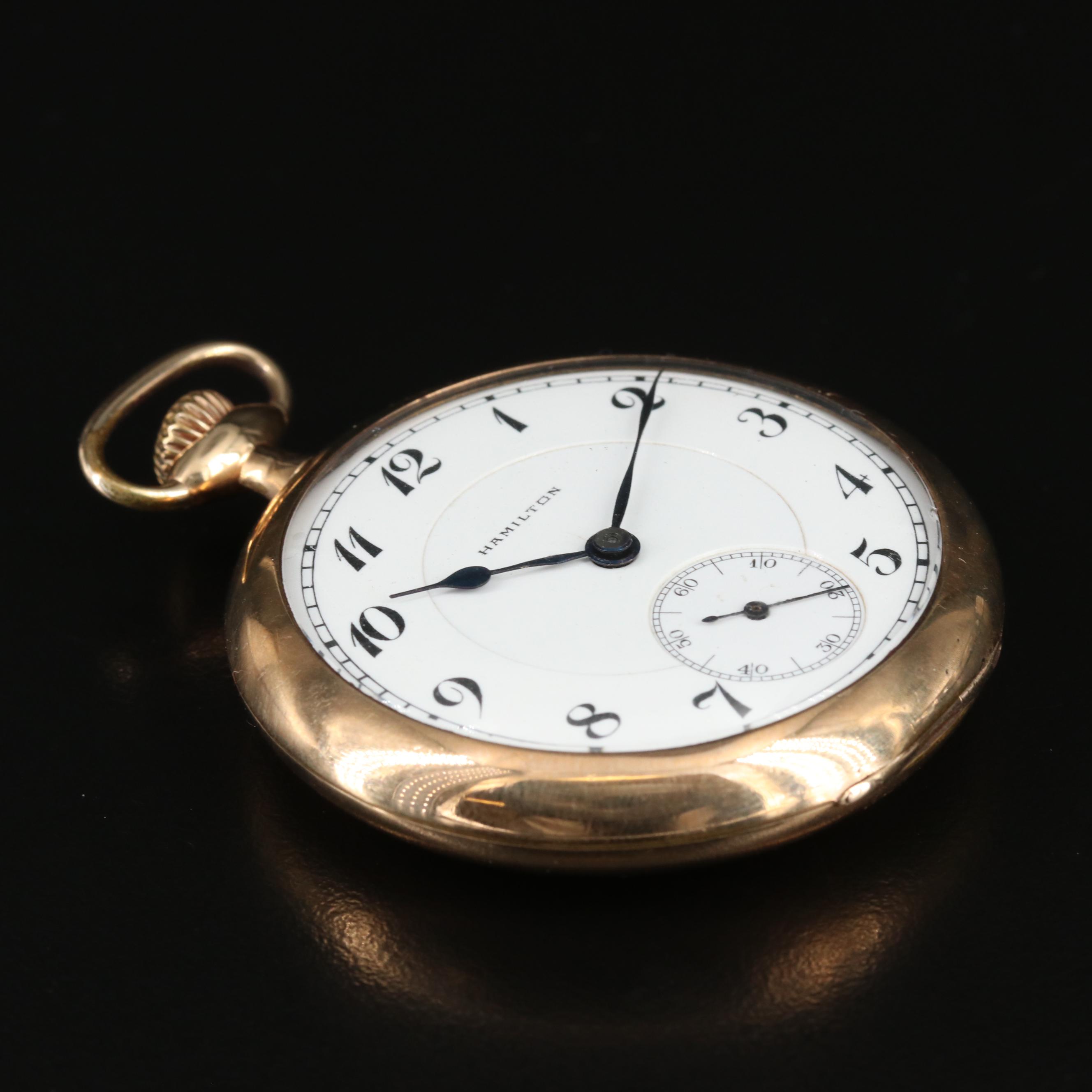 1919 Hamilton Swing Out Front Gold-Filled Pocket Watch