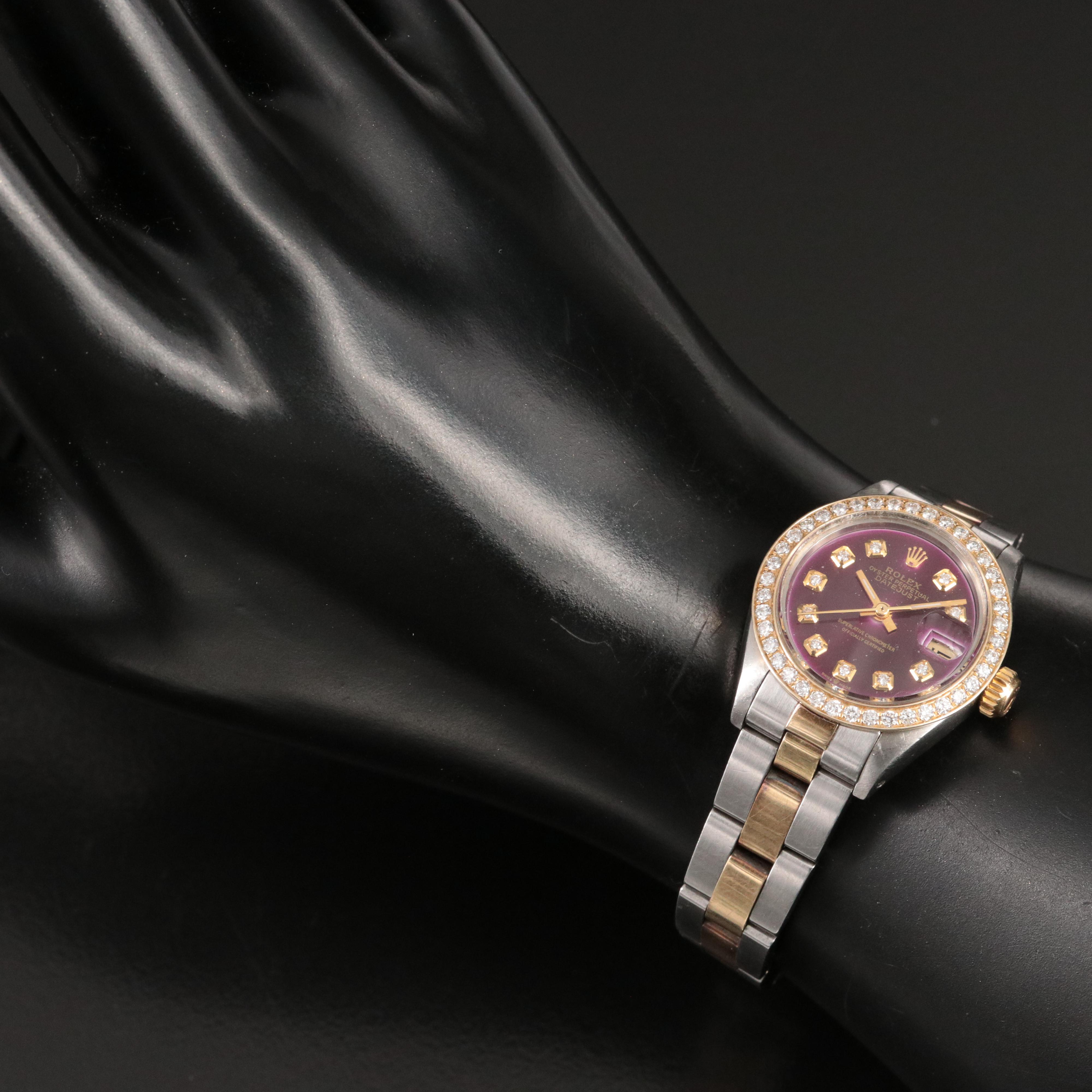 1981 Rolex Datejust Custom Diamond Dial and Bezel 26MM Gold and Steel Watch