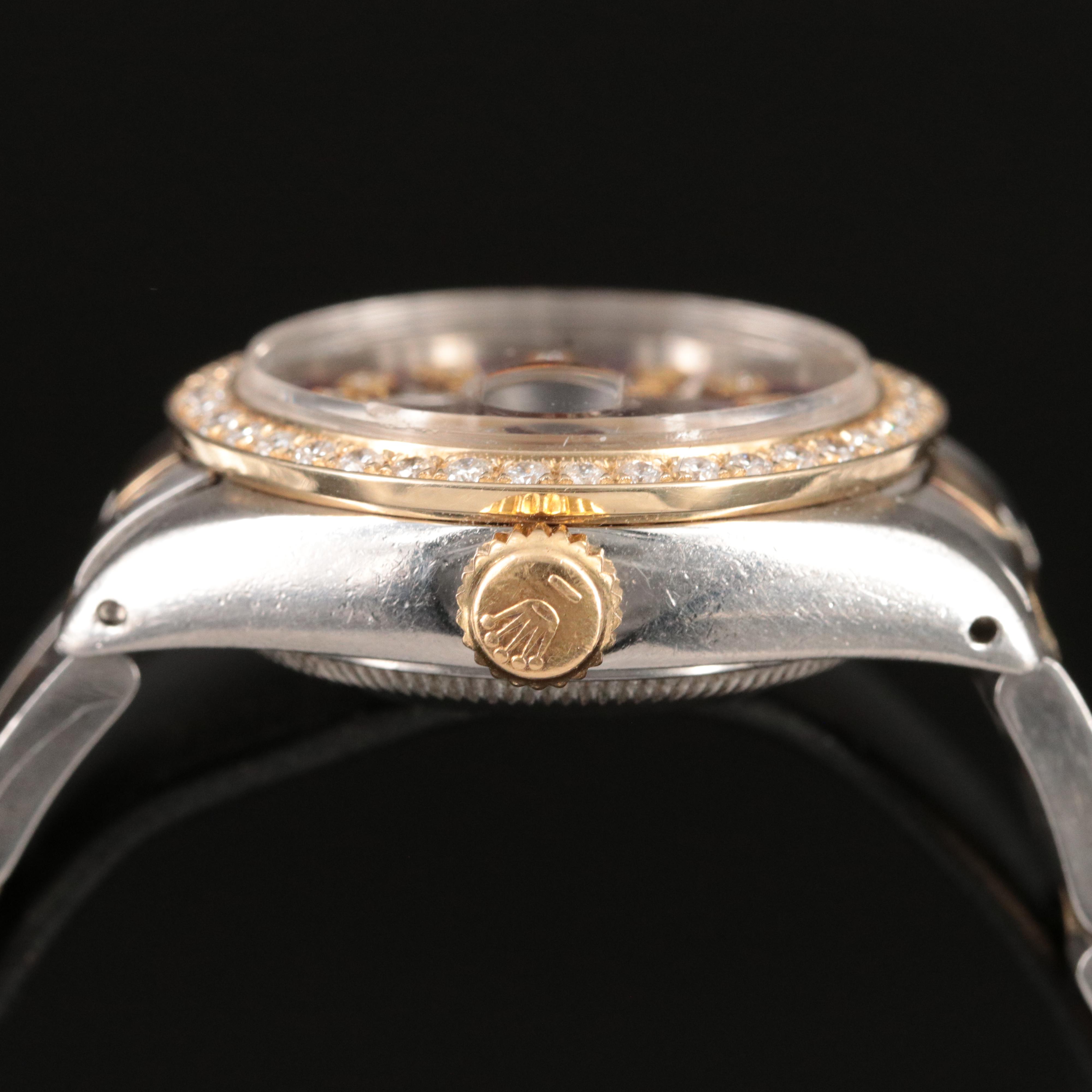 1981 Rolex Datejust Custom Diamond Dial and Bezel 26MM Gold and Steel Watch