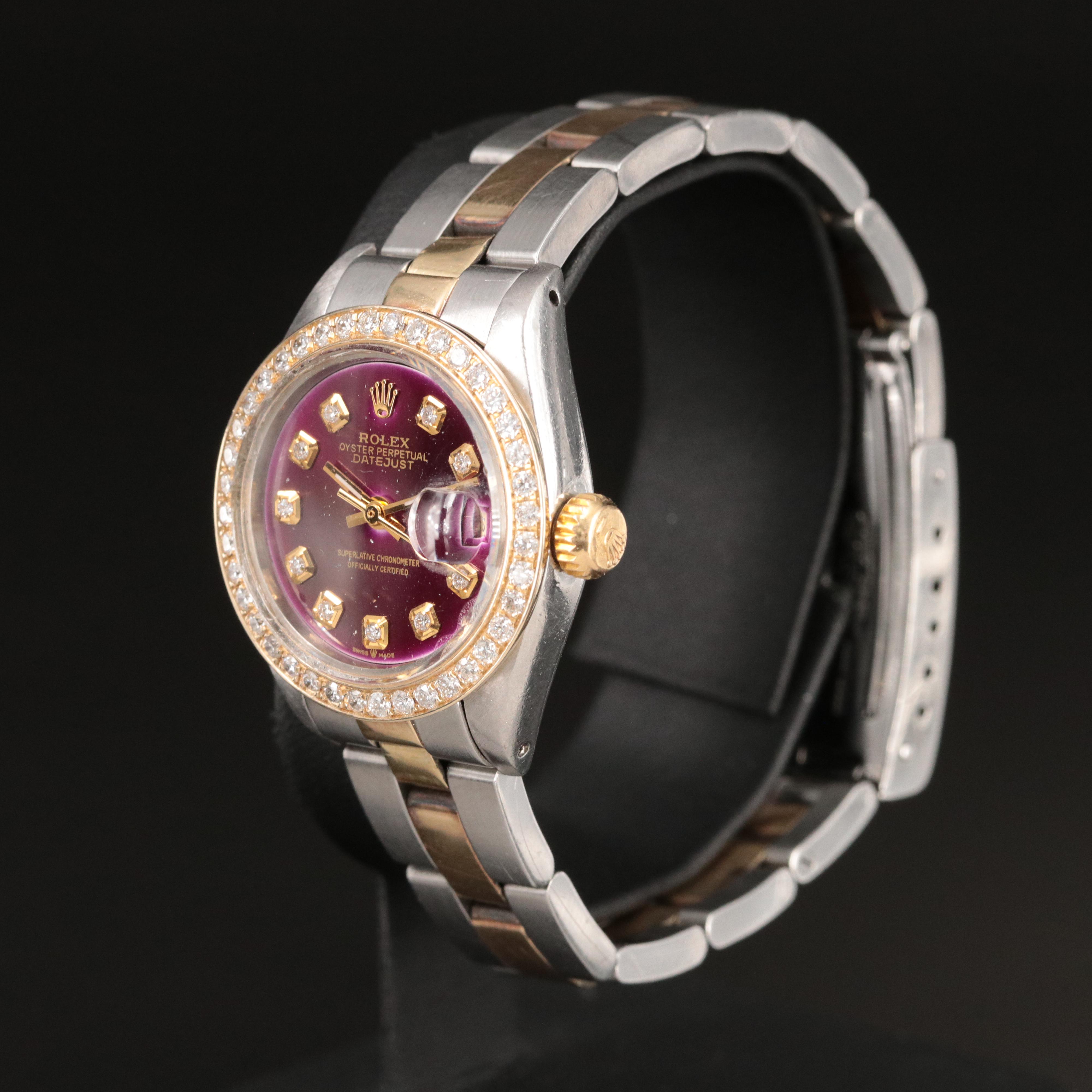 1981 Rolex Datejust Custom Diamond Dial and Bezel 26MM Gold and Steel Watch