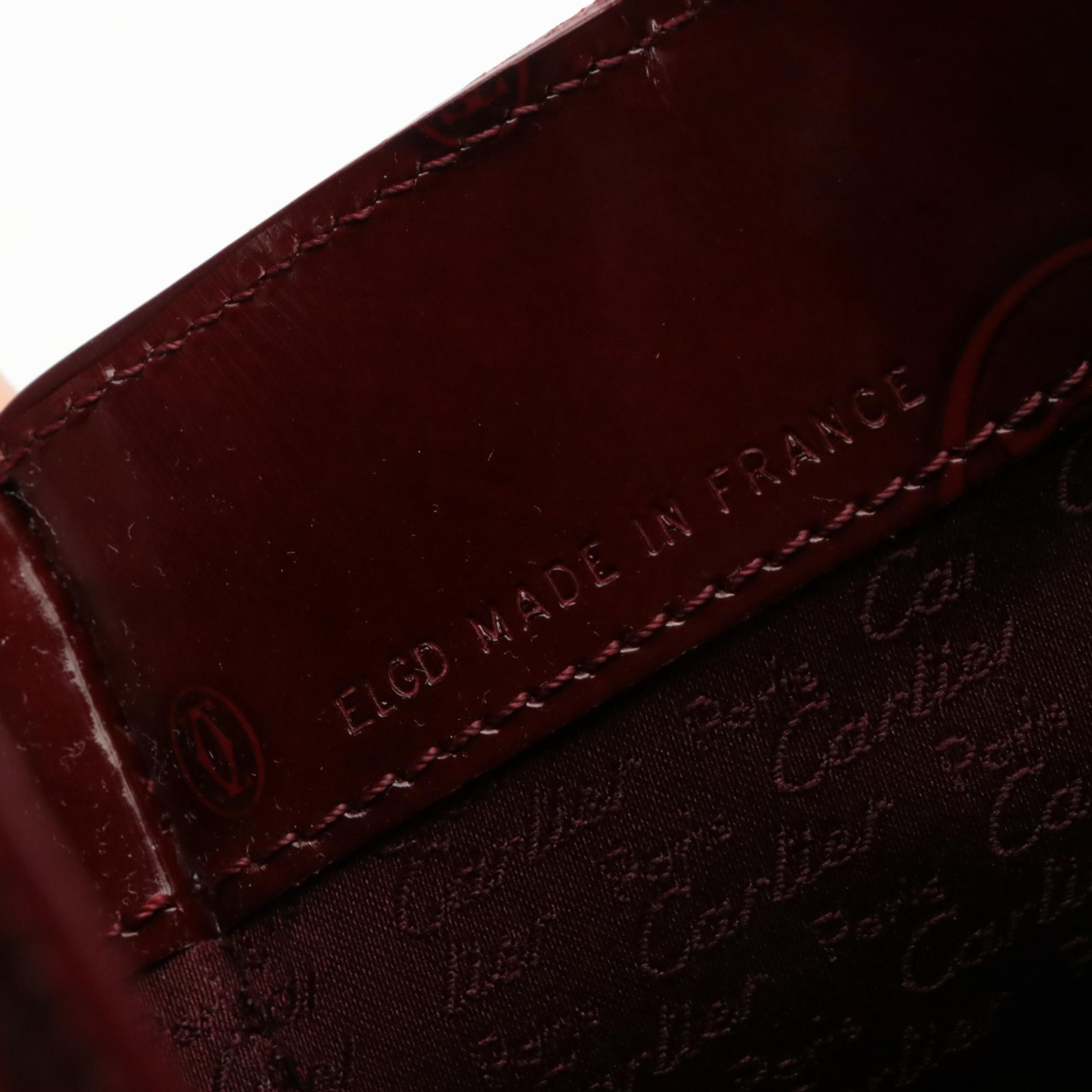 Cartier Happy Birthday Logo Burgundy Patent Leather Handbag with Box