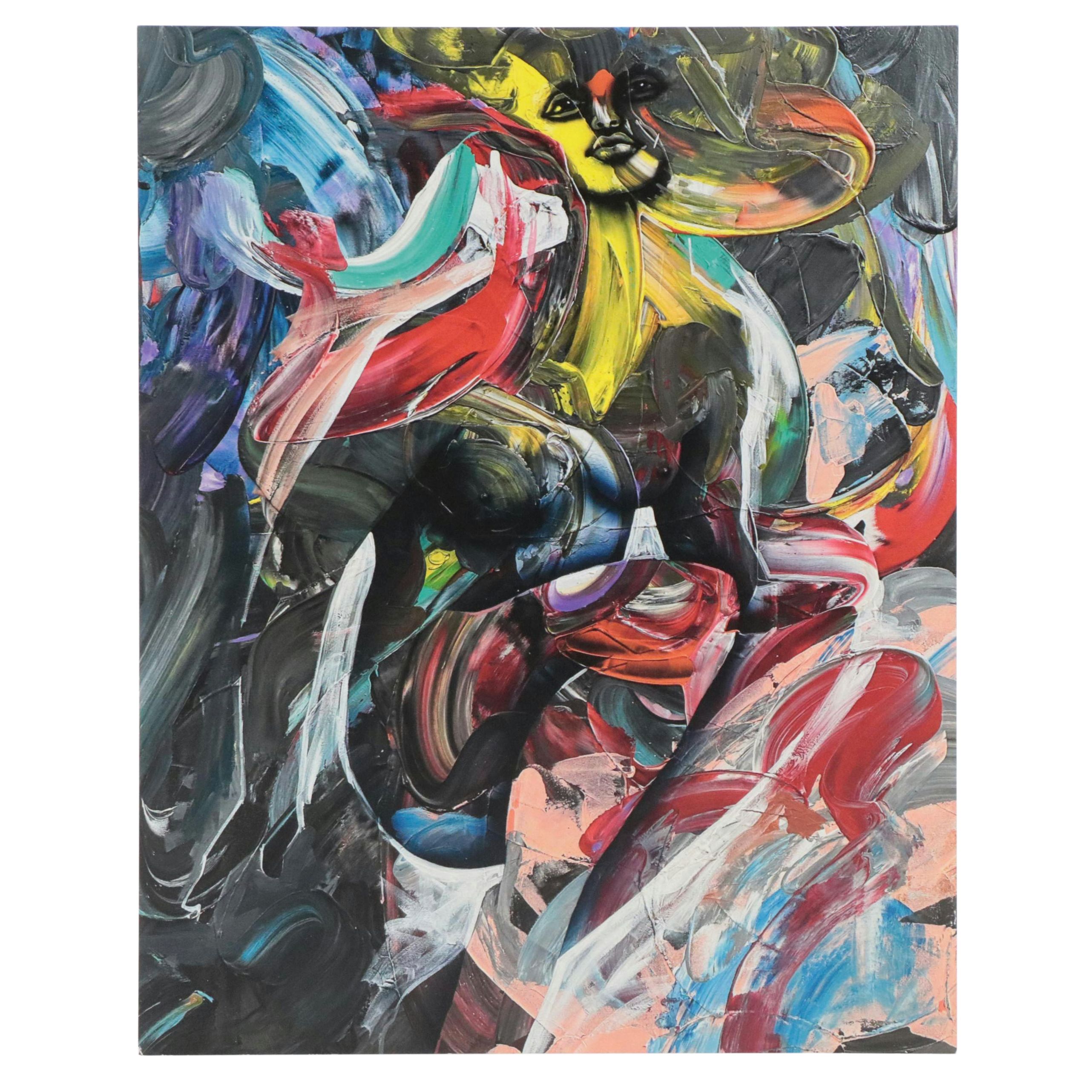 Abiola Idowu Abstract Figurative Offset Lithograph "Prayer," 2023