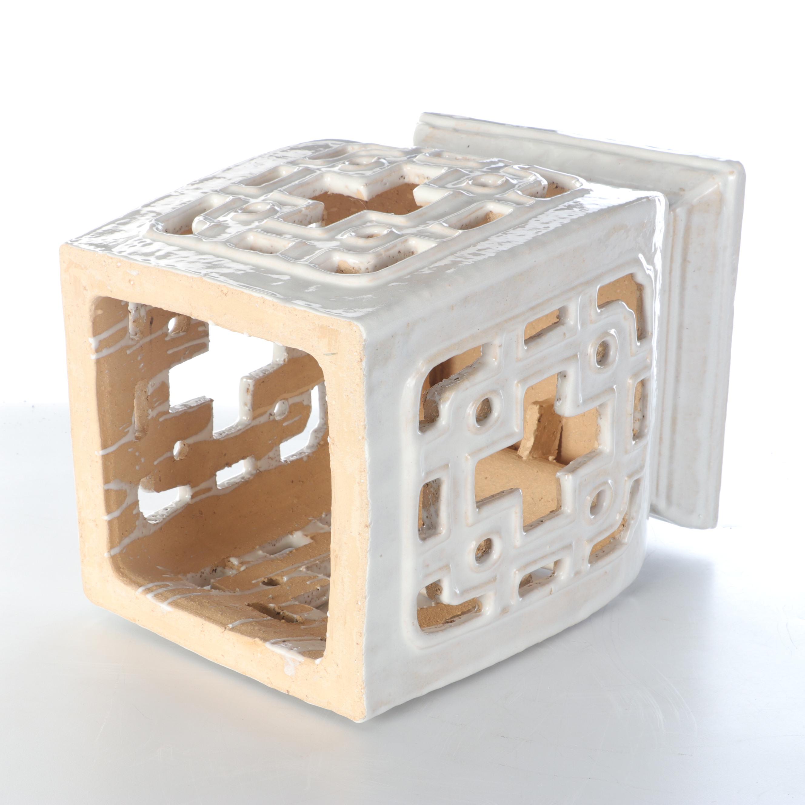 White Glazed Ceramic Outdoor Garden Stool