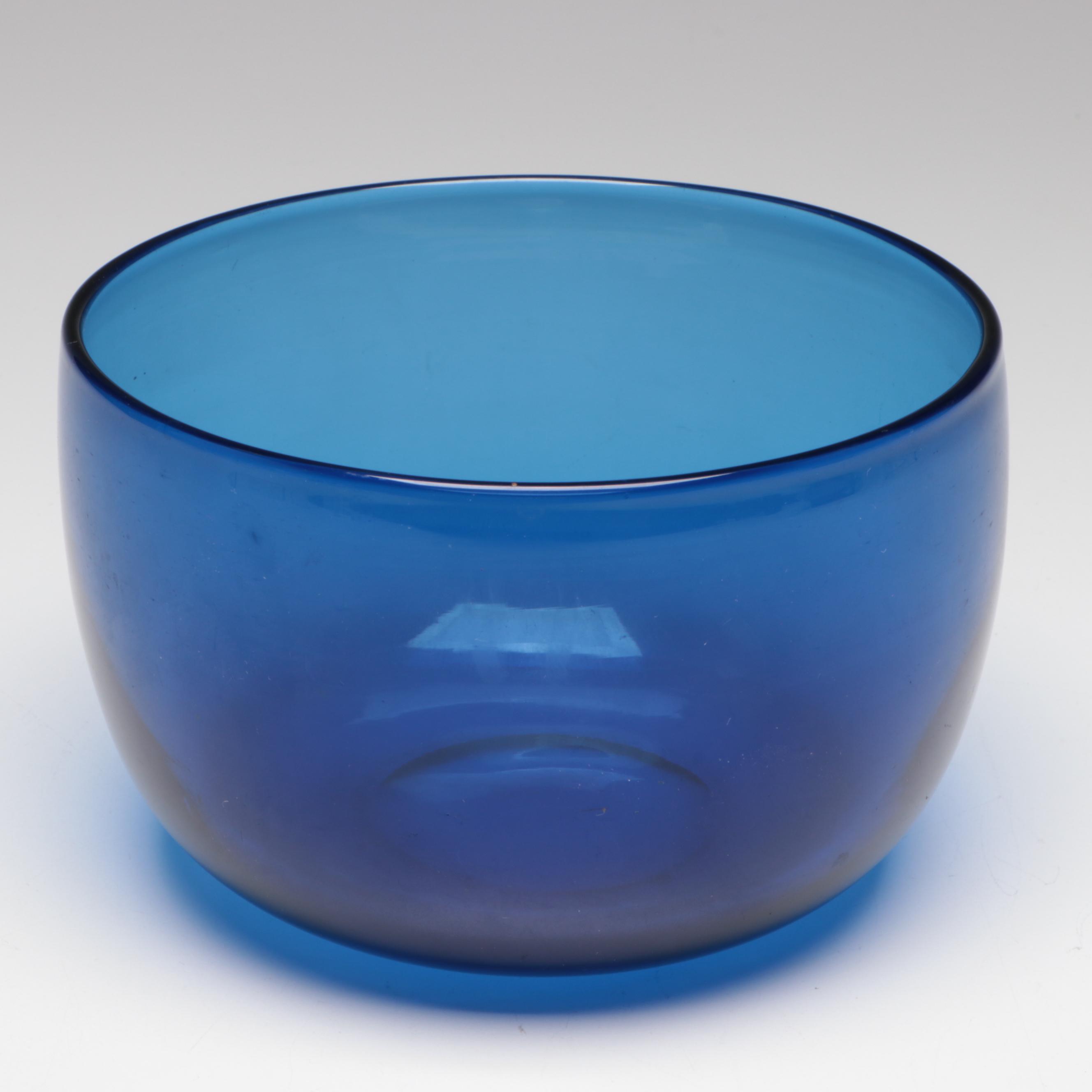 Fenton "Celeste" Cobalt Handled Blue Pitcher, Blue Bowl, Graphite Drawing, More