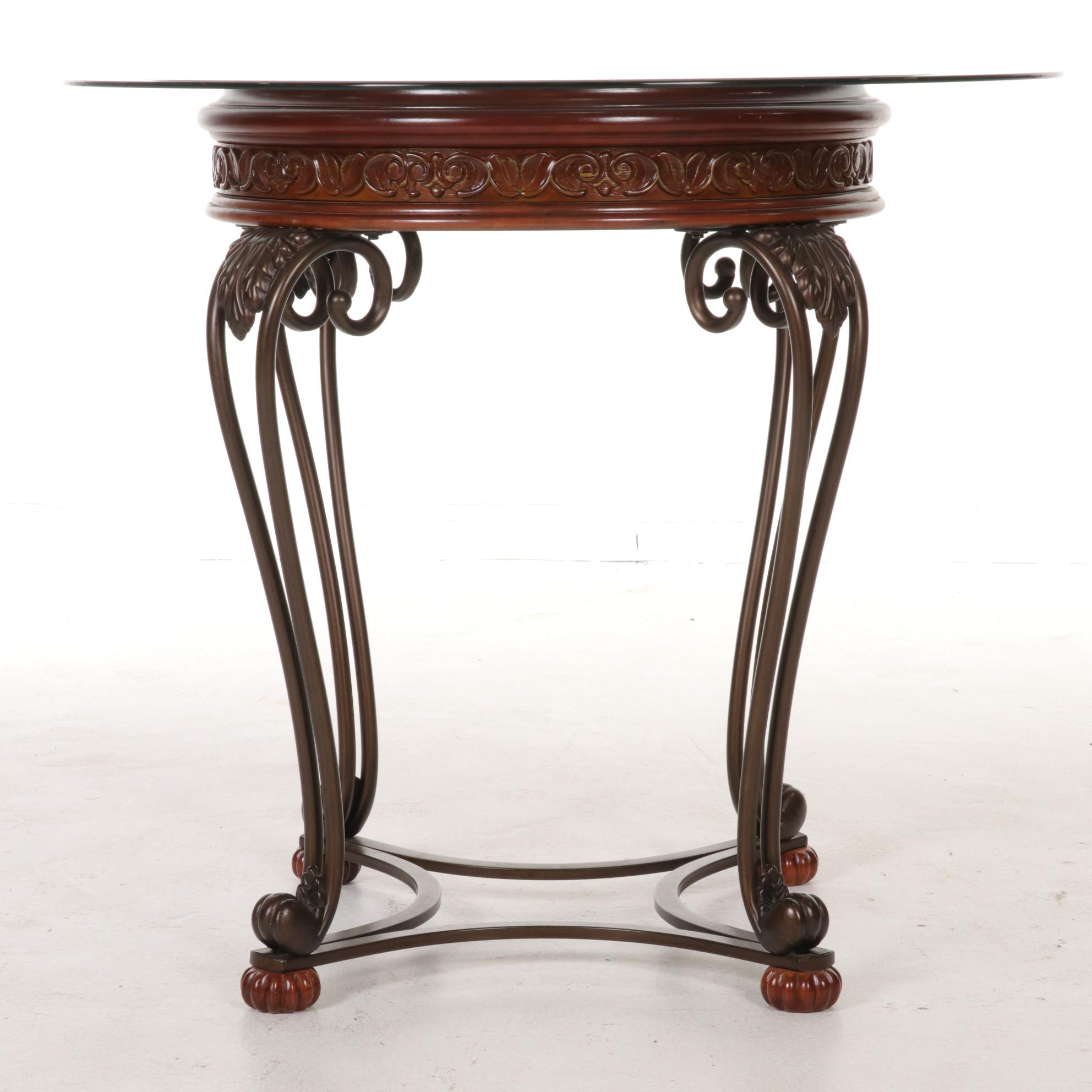 Ashley Furniture Metal and Cherry-Stained Counter Height Pub Table and Chair Set