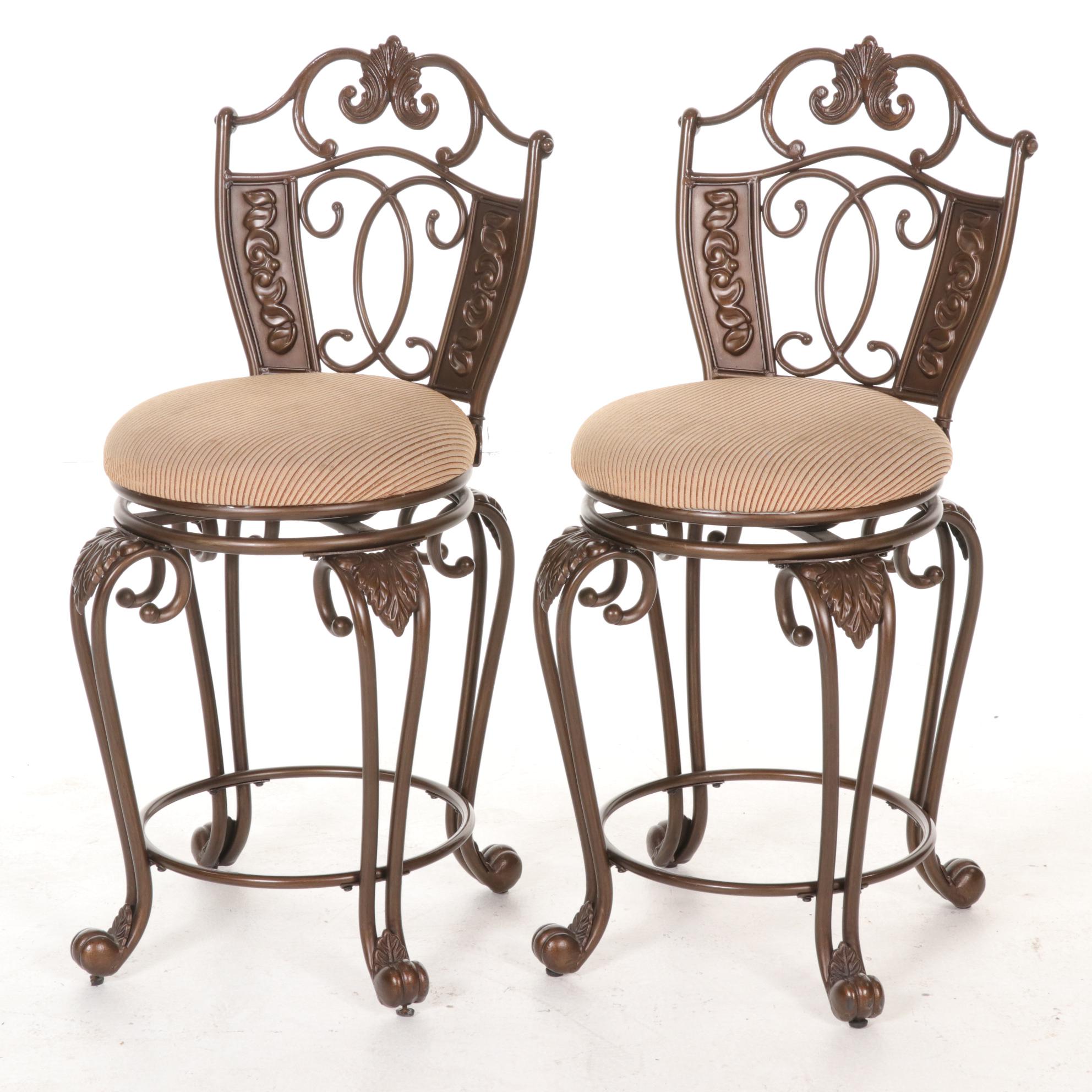 Ashley Furniture Metal and Cherry-Stained Counter Height Pub Table and Chair Set