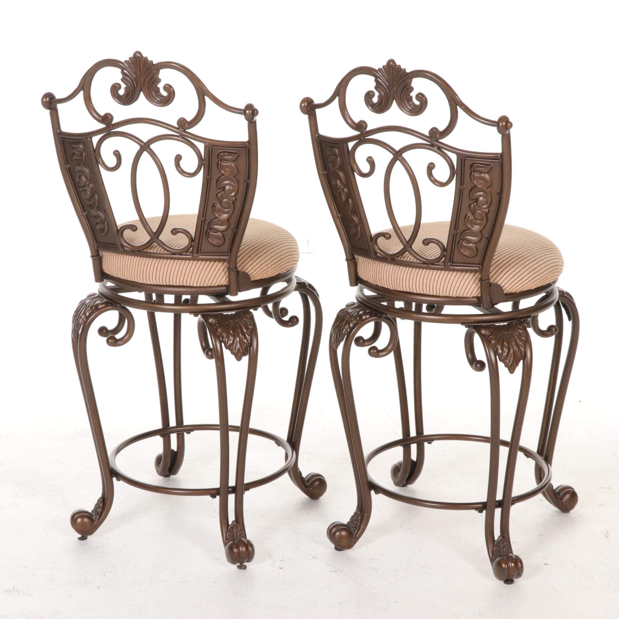 Ashley Furniture Metal and Cherry-Stained Counter Height Pub Table and Chair Set