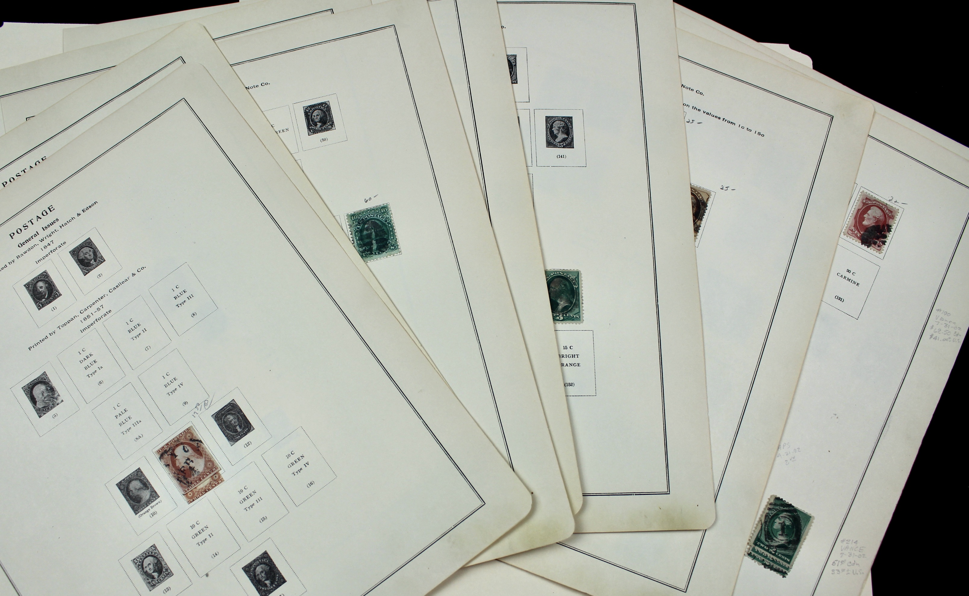 Early U.S. Postage Stamp Collection, 1851 to 1893