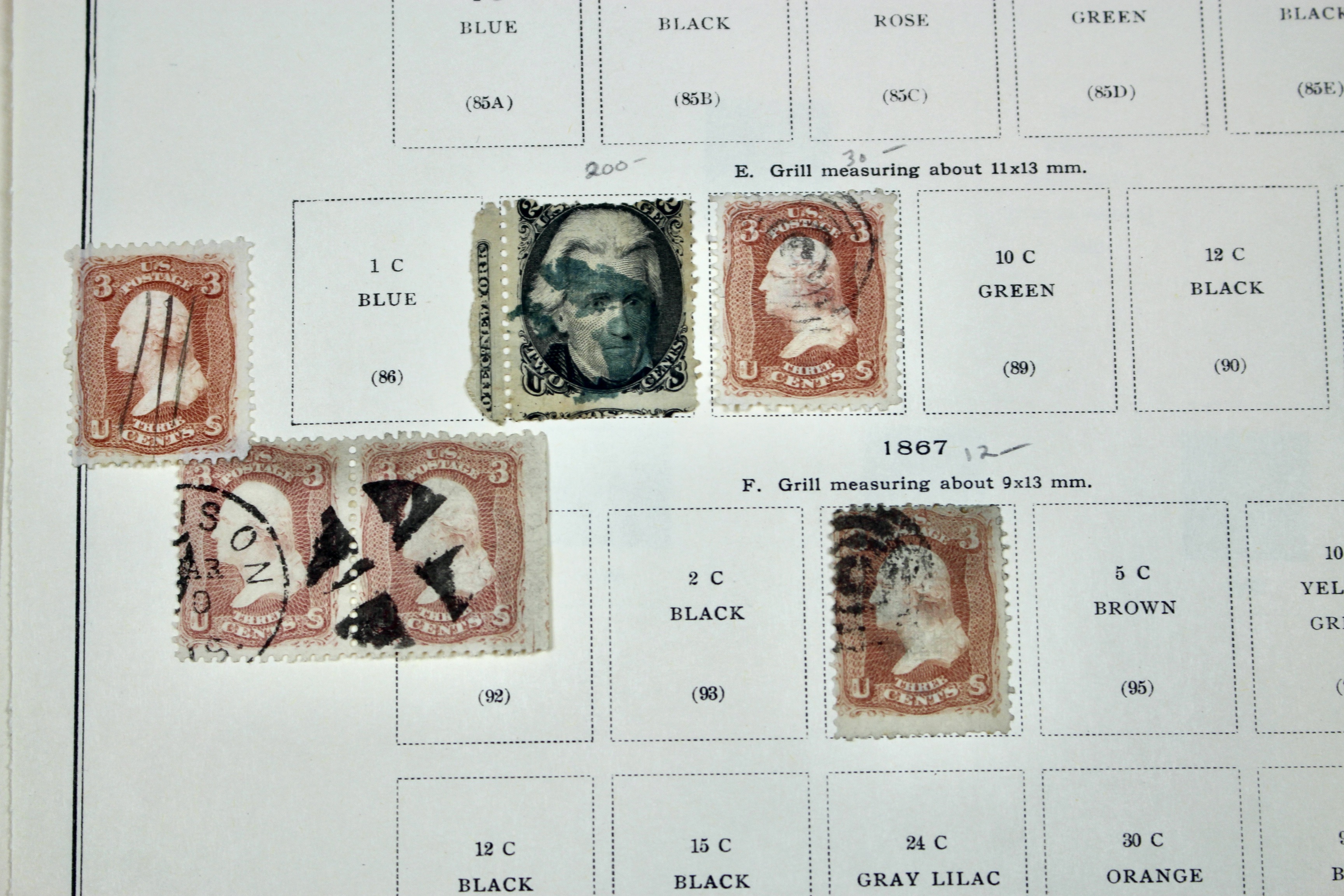 Early U.S. Postage Stamp Collection, 1851 to 1893
