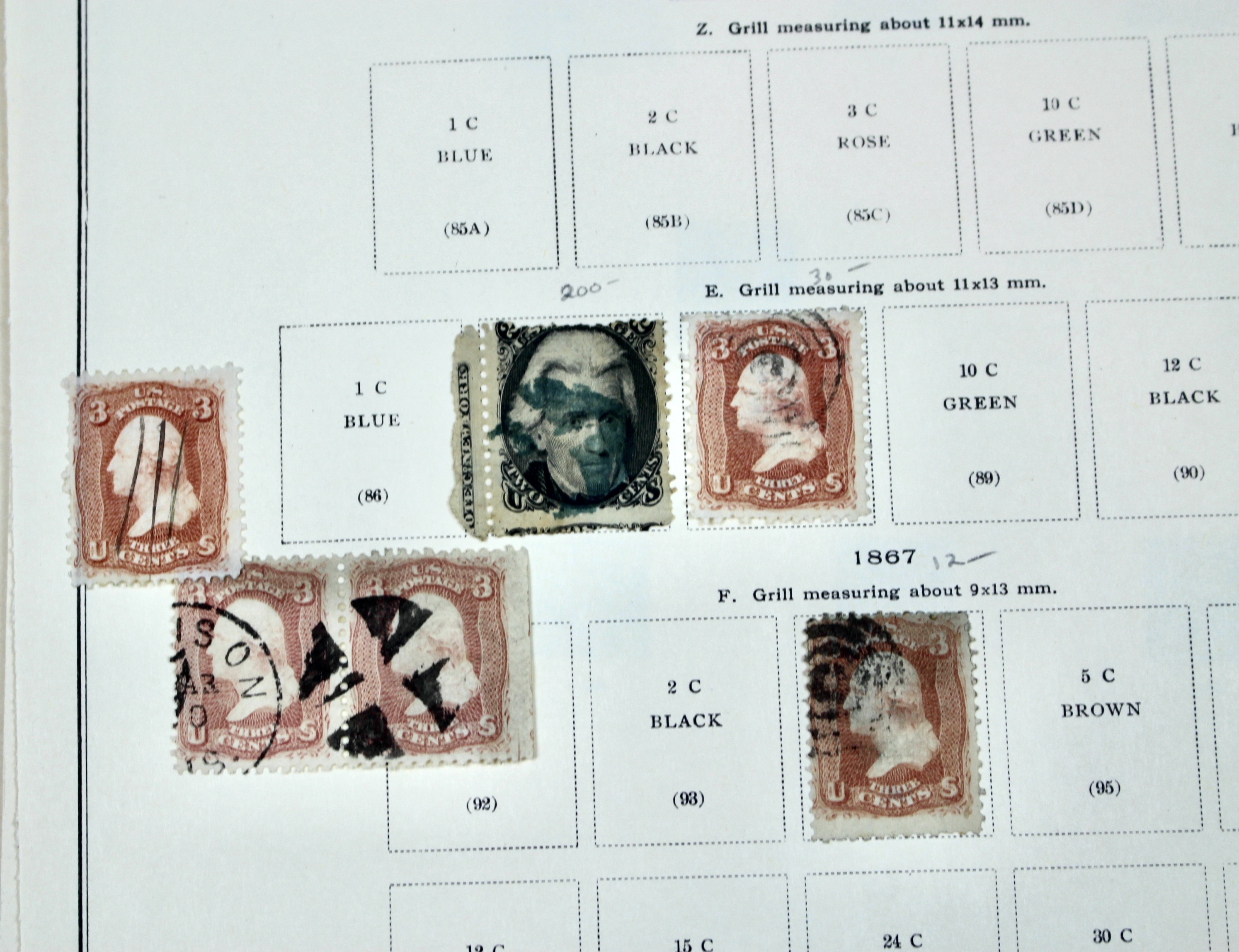 Early U.S. Postage Stamp Collection, 1851 to 1893