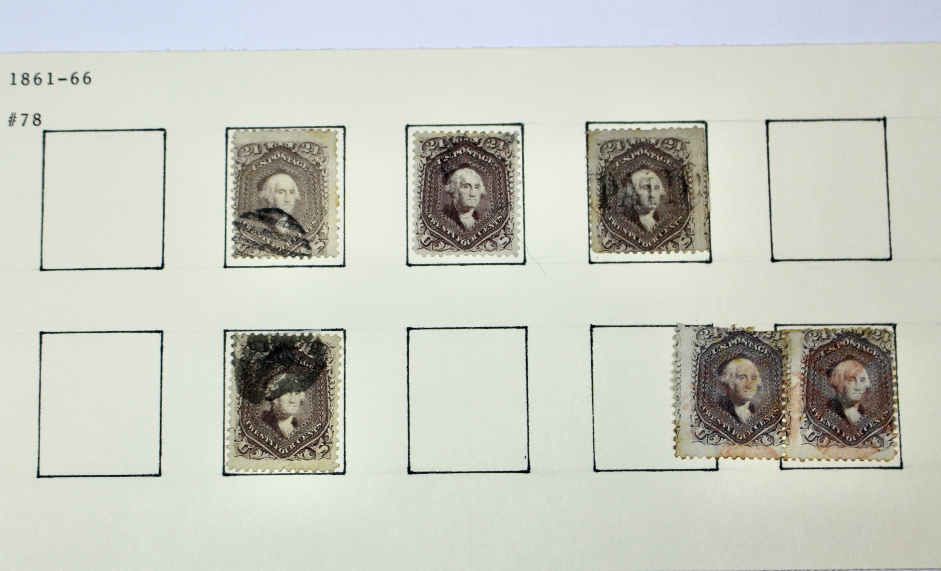 Six Scott #78 24-Cent Washington Postage Stamps