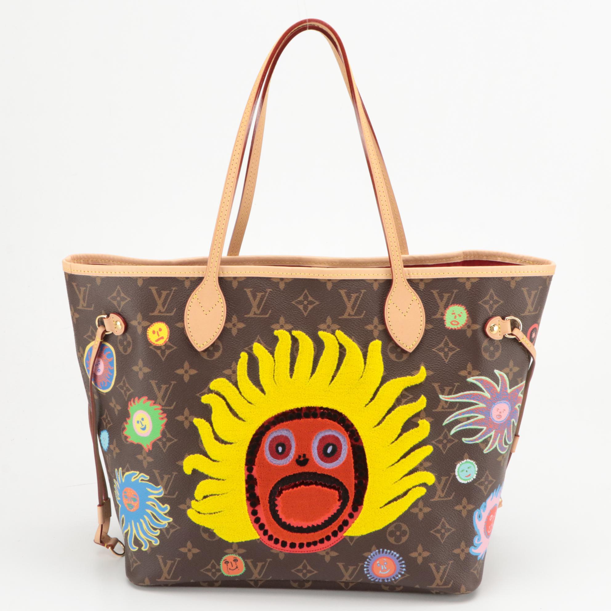 Louis Vuitton x Yayoi Kusama Neverfull MM Face Tote in Monogram Canvas With Box