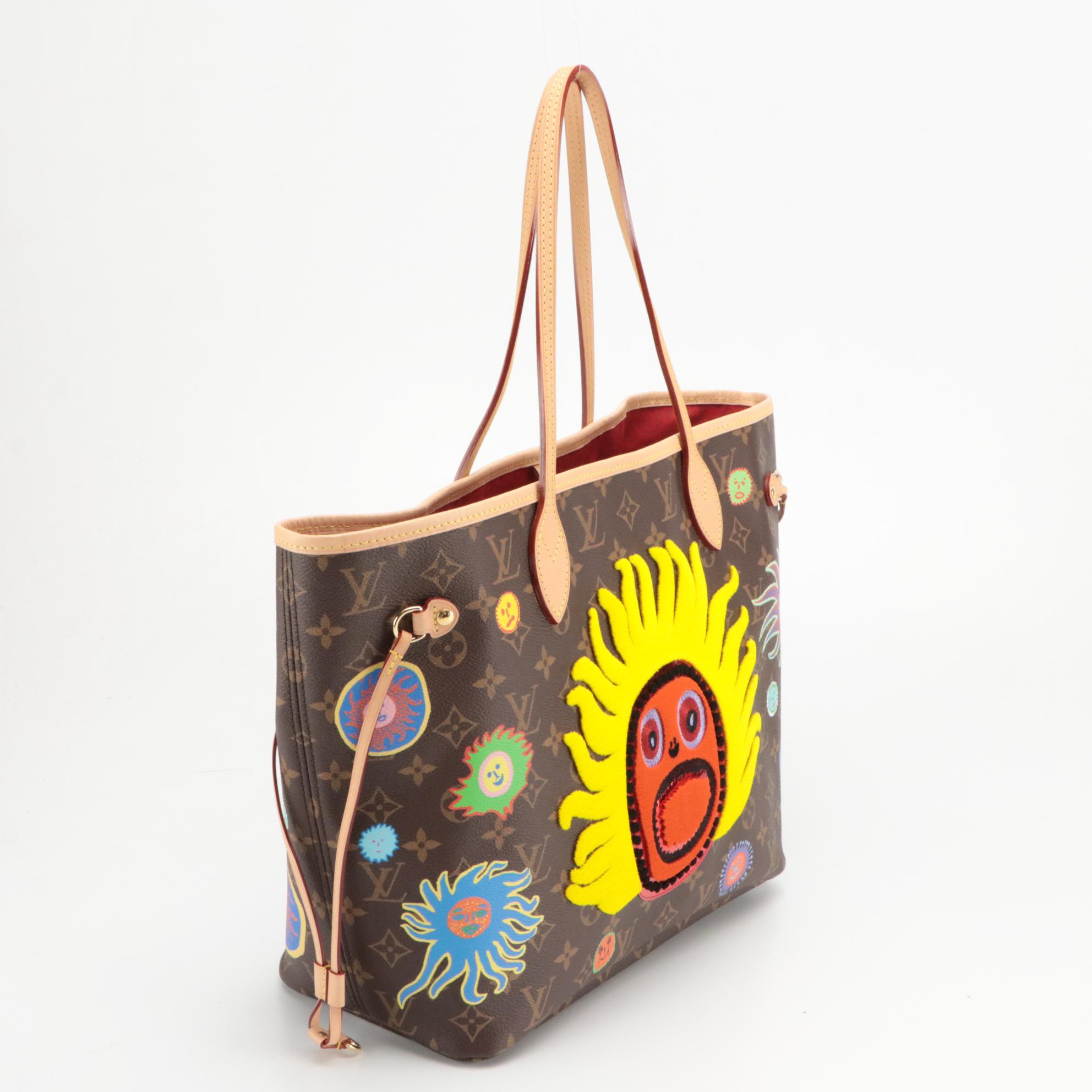 Louis Vuitton x Yayoi Kusama Neverfull MM Face Tote in Monogram Canvas With Box