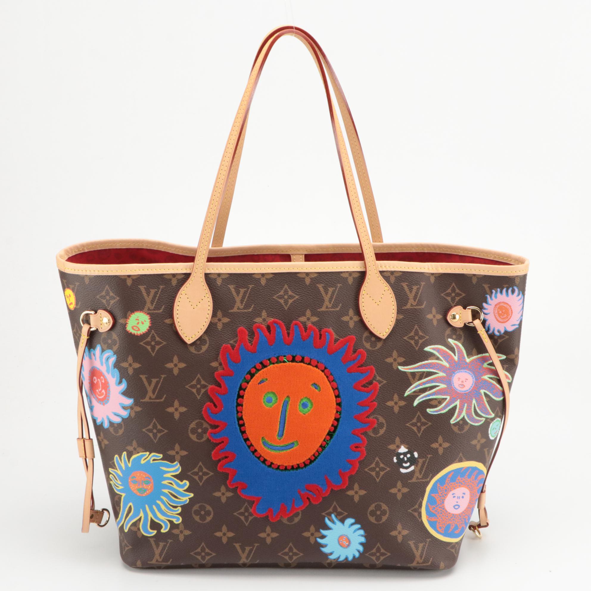 Louis Vuitton x Yayoi Kusama Neverfull MM Face Tote in Monogram Canvas With Box