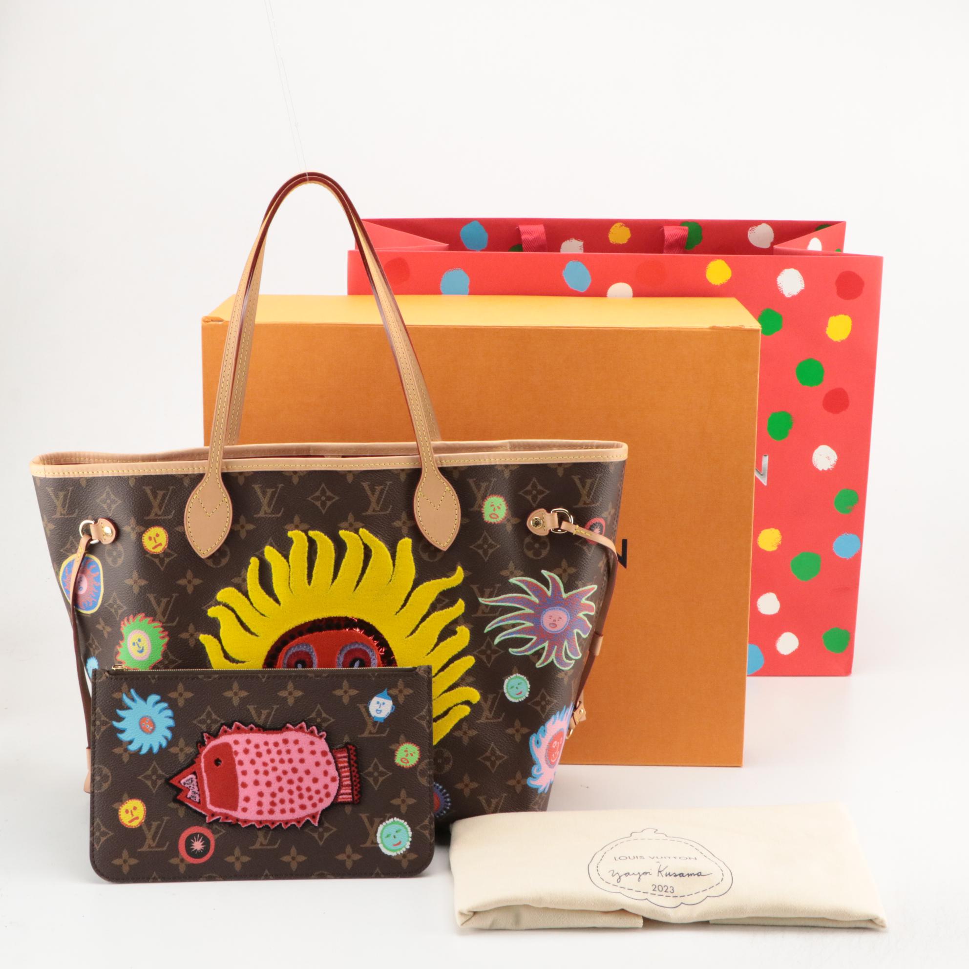 Louis Vuitton x Yayoi Kusama Neverfull MM Face Tote in Monogram Canvas With Box