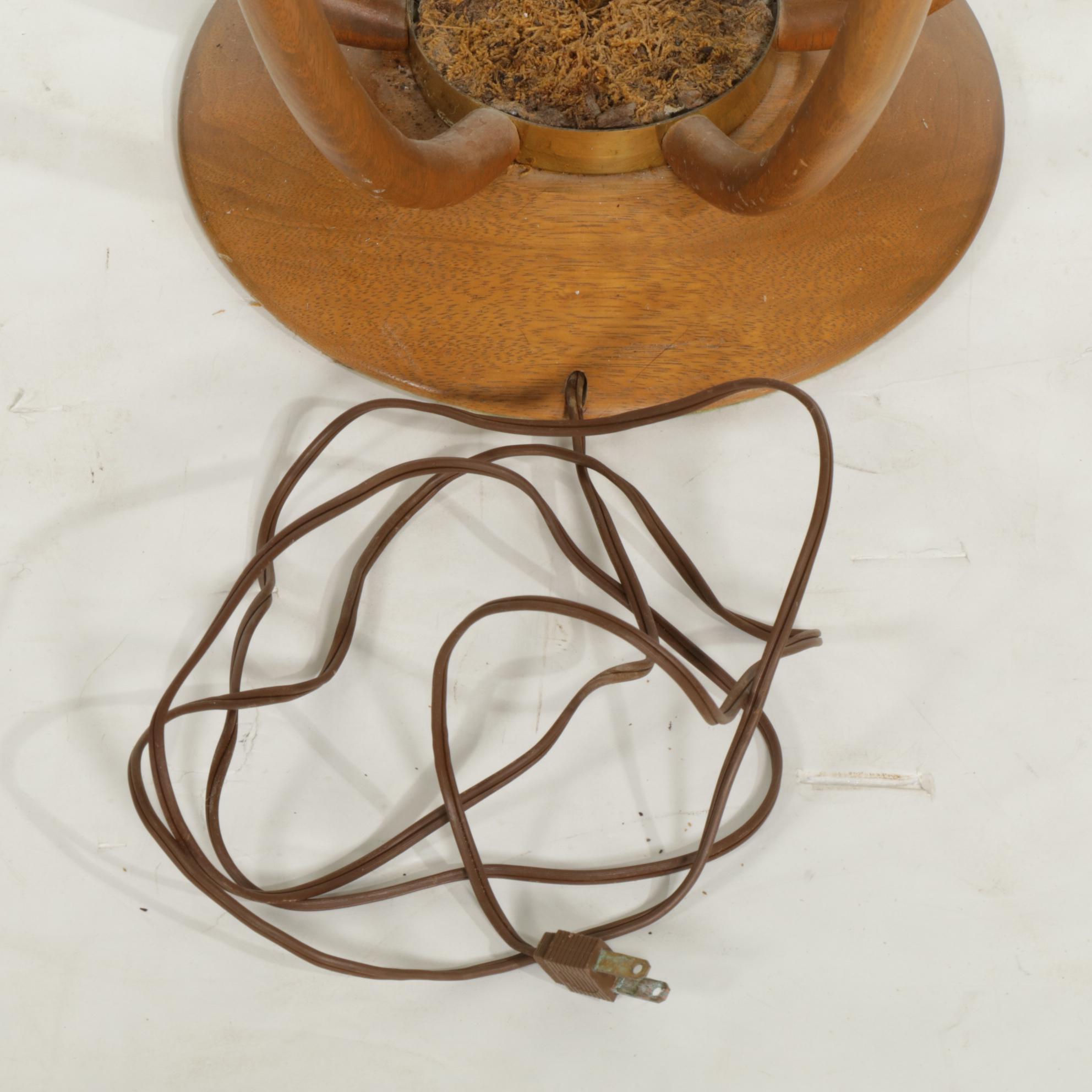 Mid Century Modern Modeline Walnut Table Lamp with Colored Glass Shades