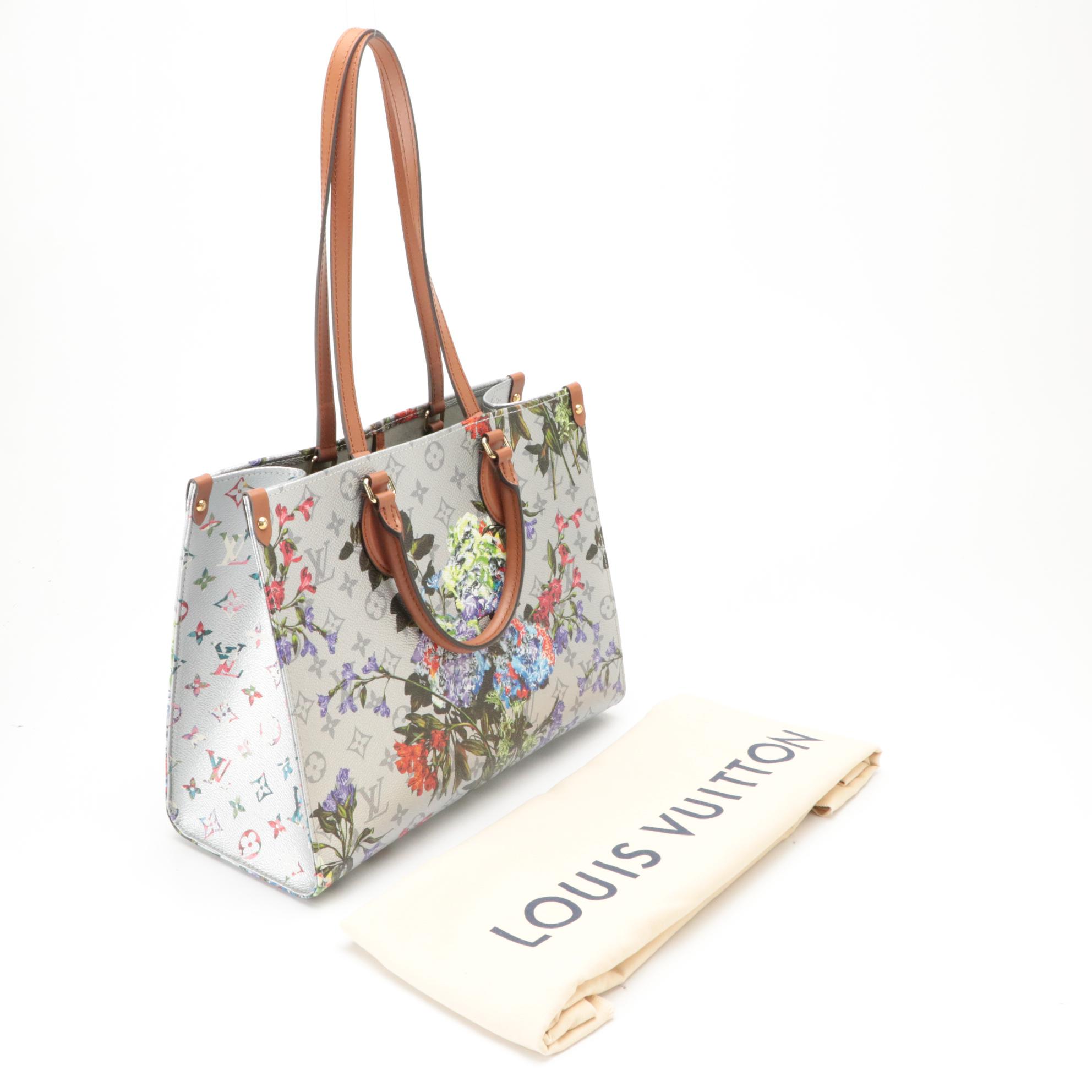 Louis Vuitton On the Go Limited Edition Silver/Garden Monogram MM Tote
