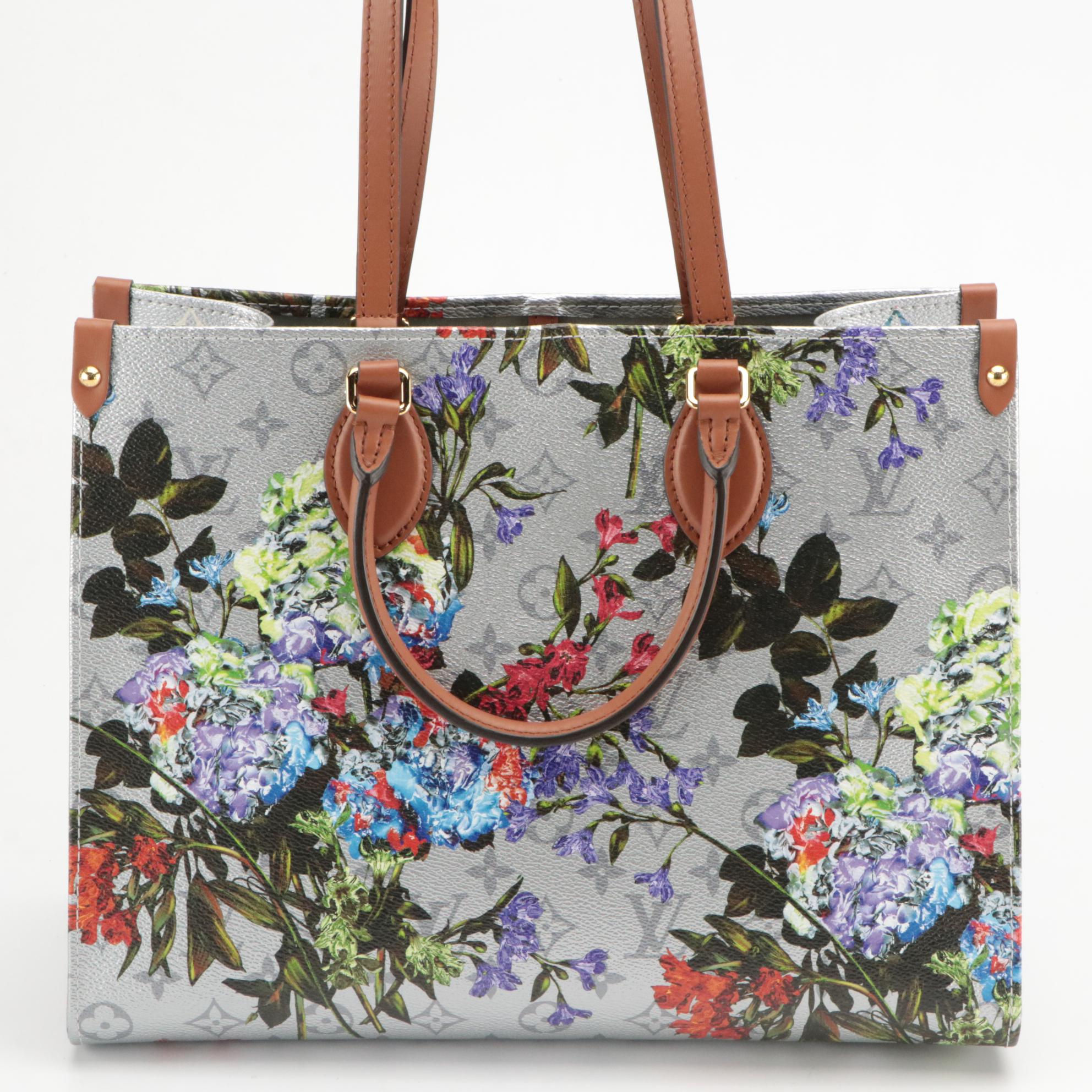Louis Vuitton On the Go Limited Edition Silver/Garden Monogram MM Tote