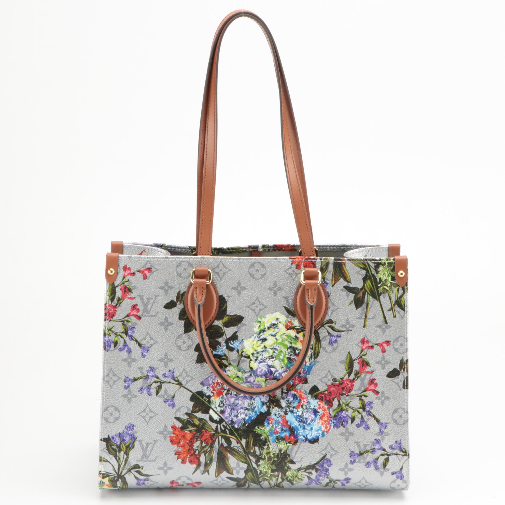 Louis Vuitton On the Go Limited Edition Silver/Garden Monogram MM Tote