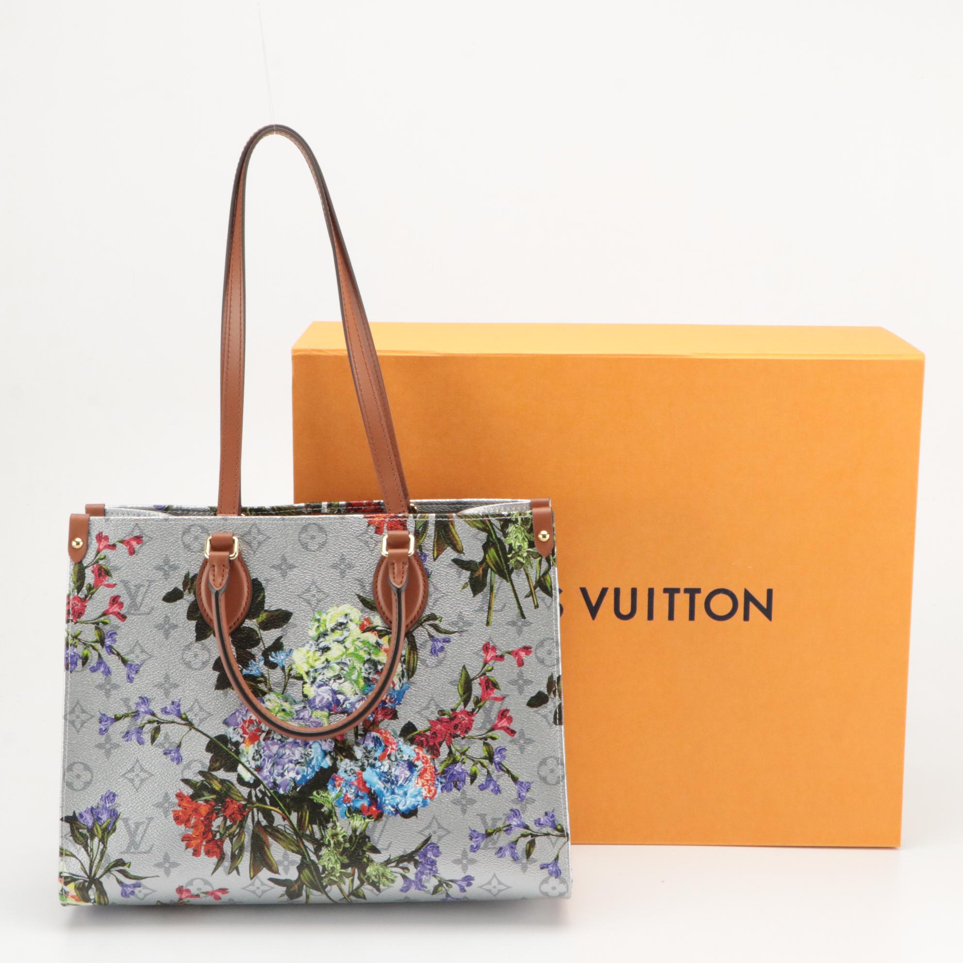 Louis Vuitton On the Go Limited Edition Silver/Garden Monogram MM Tote