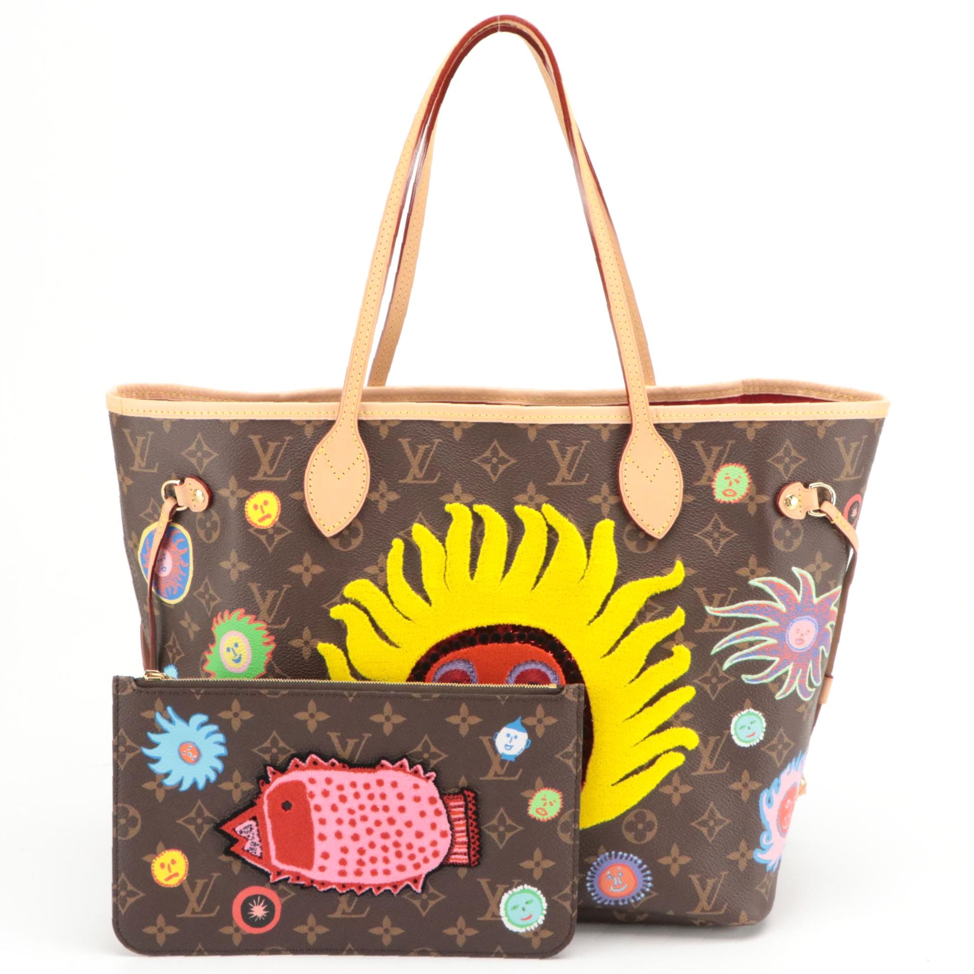 Louis Vuitton x Yayoi Kusama Neverfull MM Face Tote in Monogram Canvas With Box