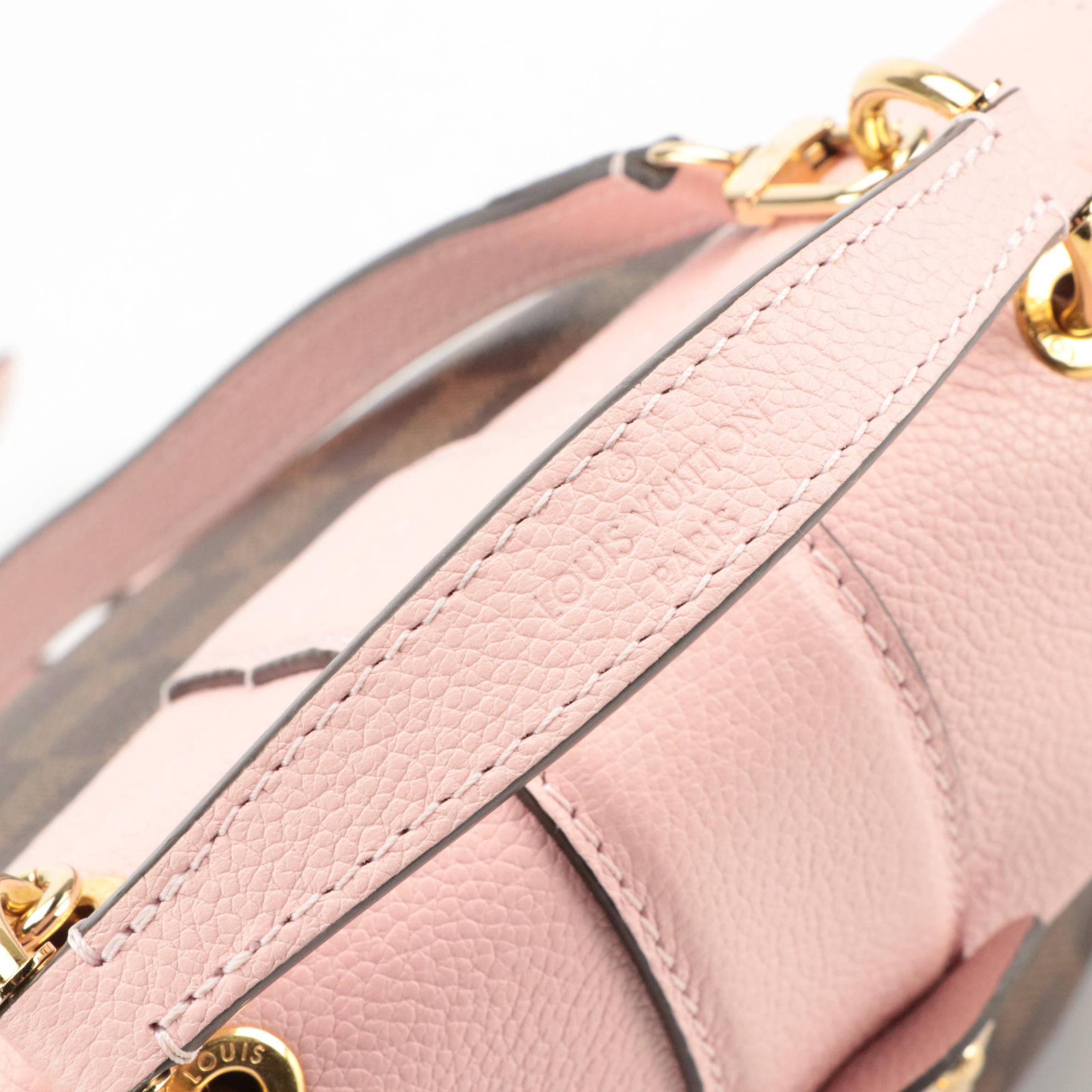 Louis Vuitton Clapton Backpack in Pink Leather and Damier Ebene Coated Canvas