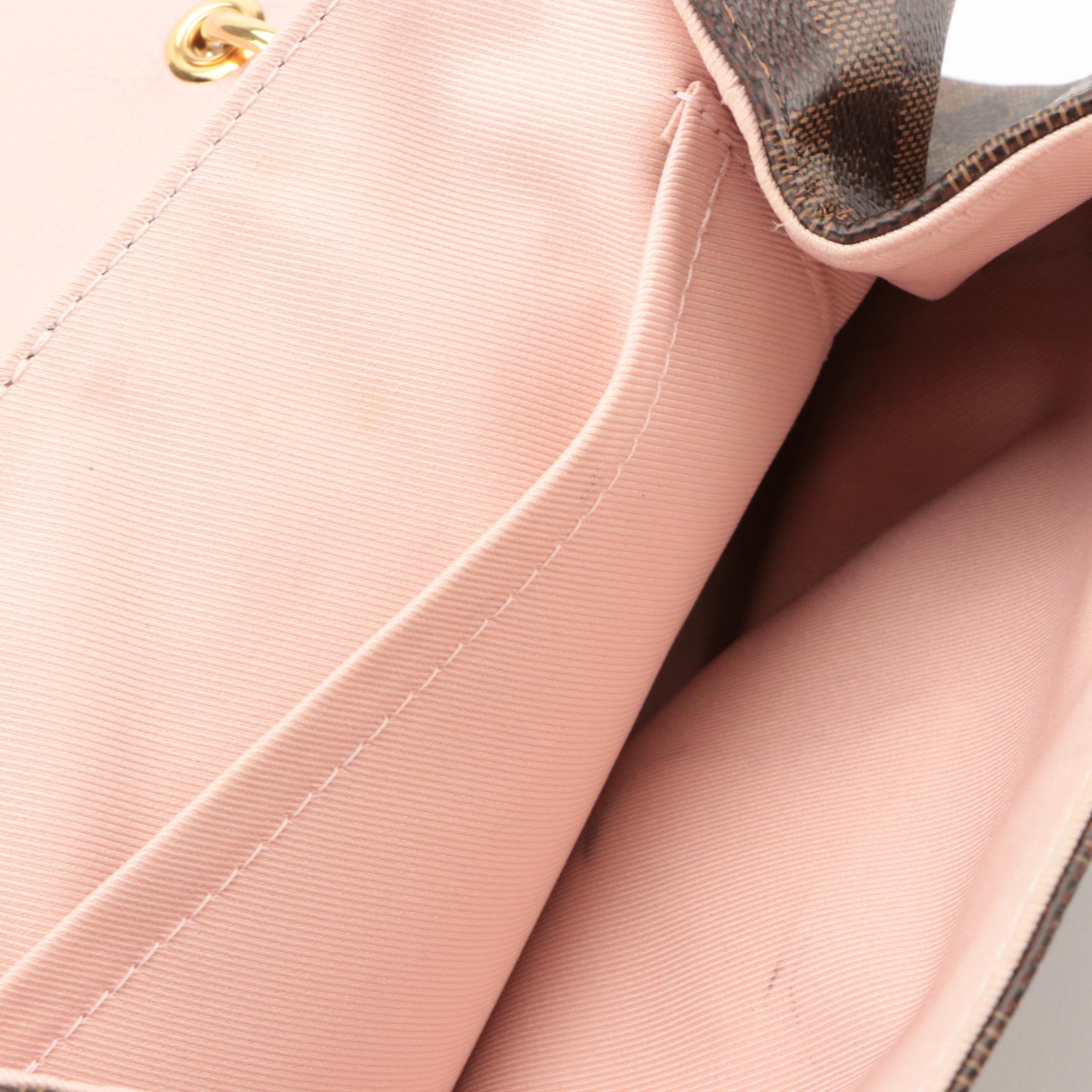 Louis Vuitton Clapton Backpack in Pink Leather and Damier Ebene Coated Canvas