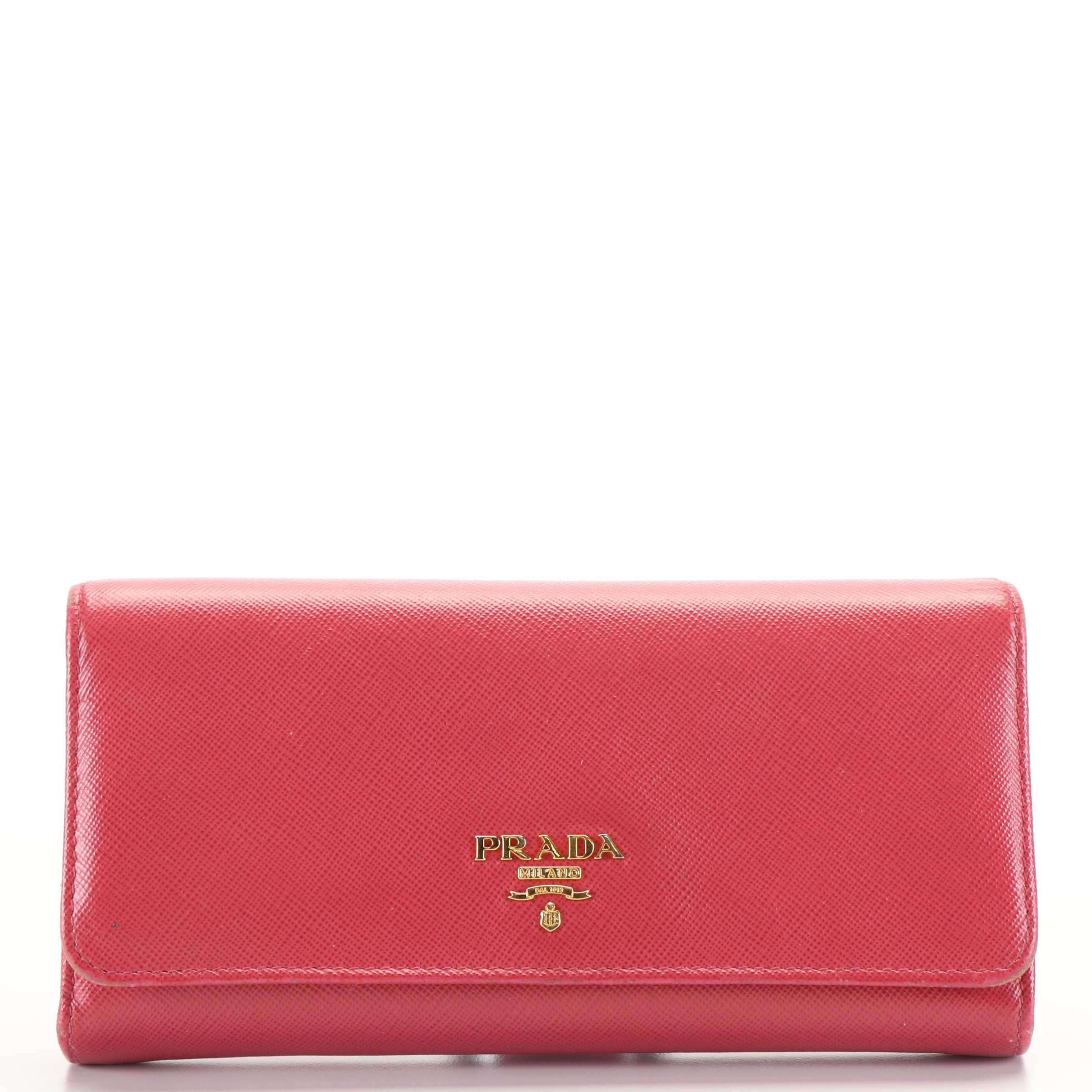 Prada Peonia Saffiano Leather Continental Wallet