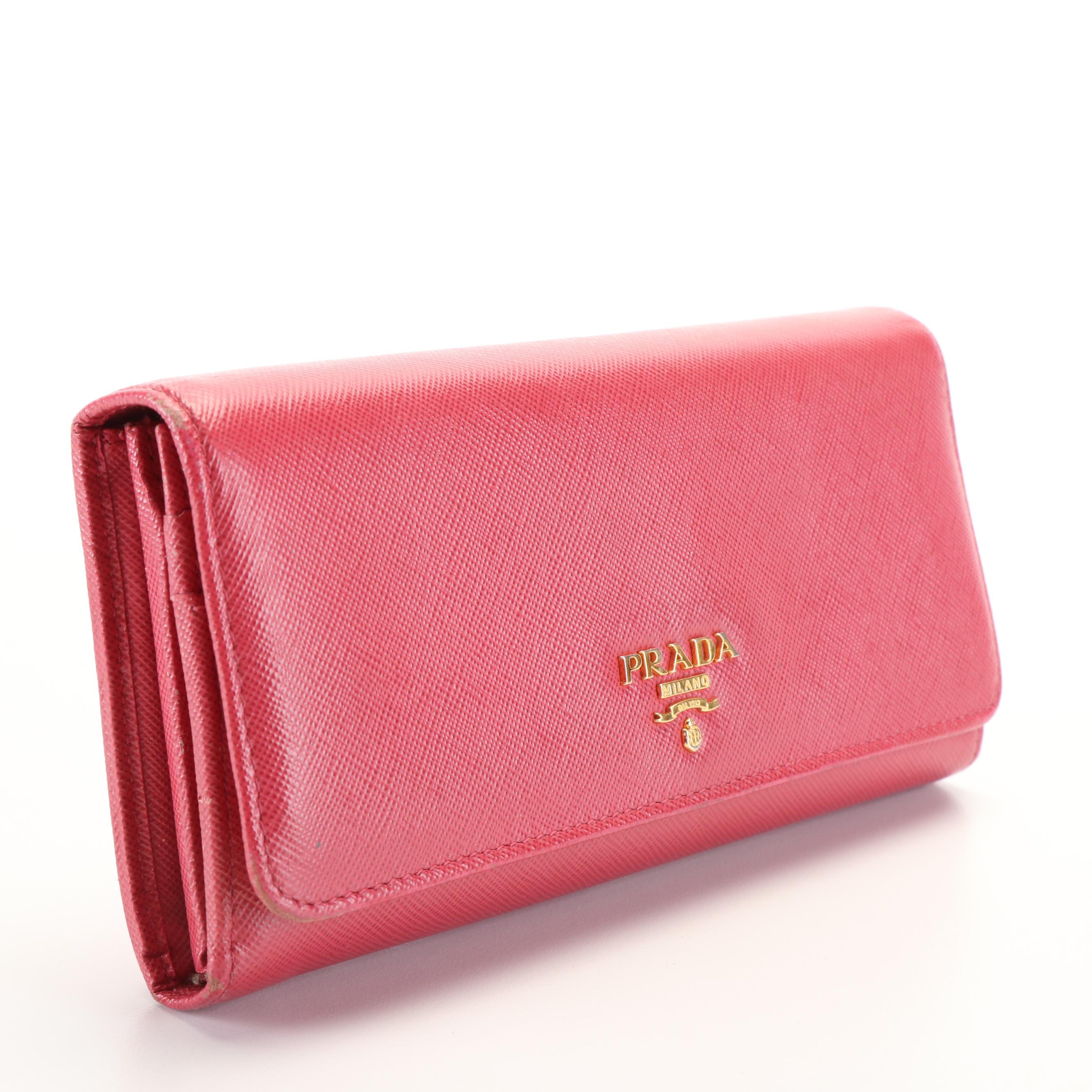 Prada Peonia Saffiano Leather Continental Wallet