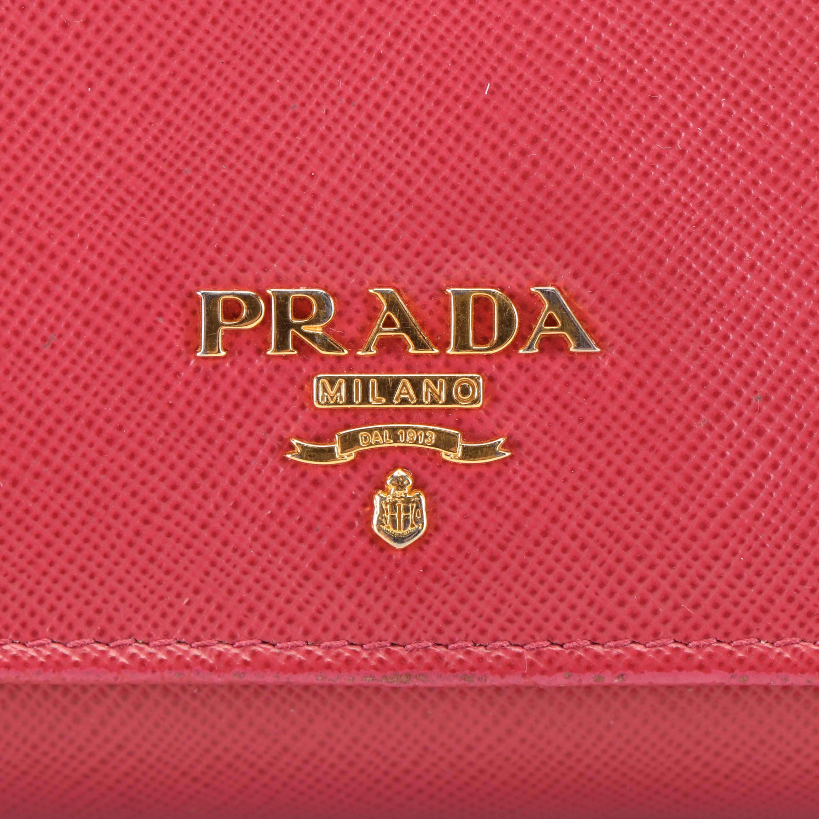 Prada Peonia Saffiano Leather Continental Wallet