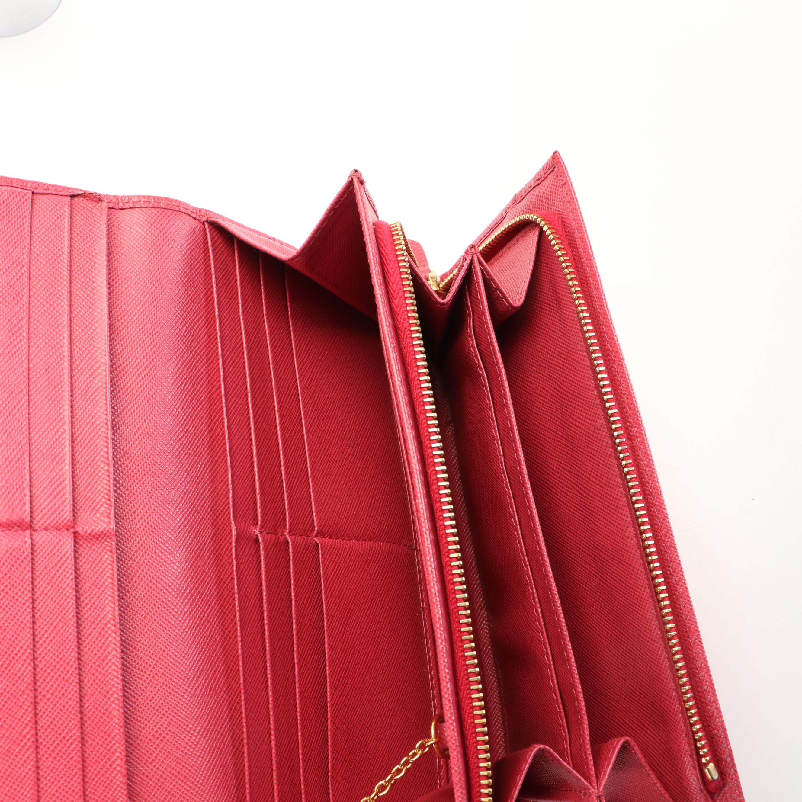 Prada Peonia Saffiano Leather Continental Wallet